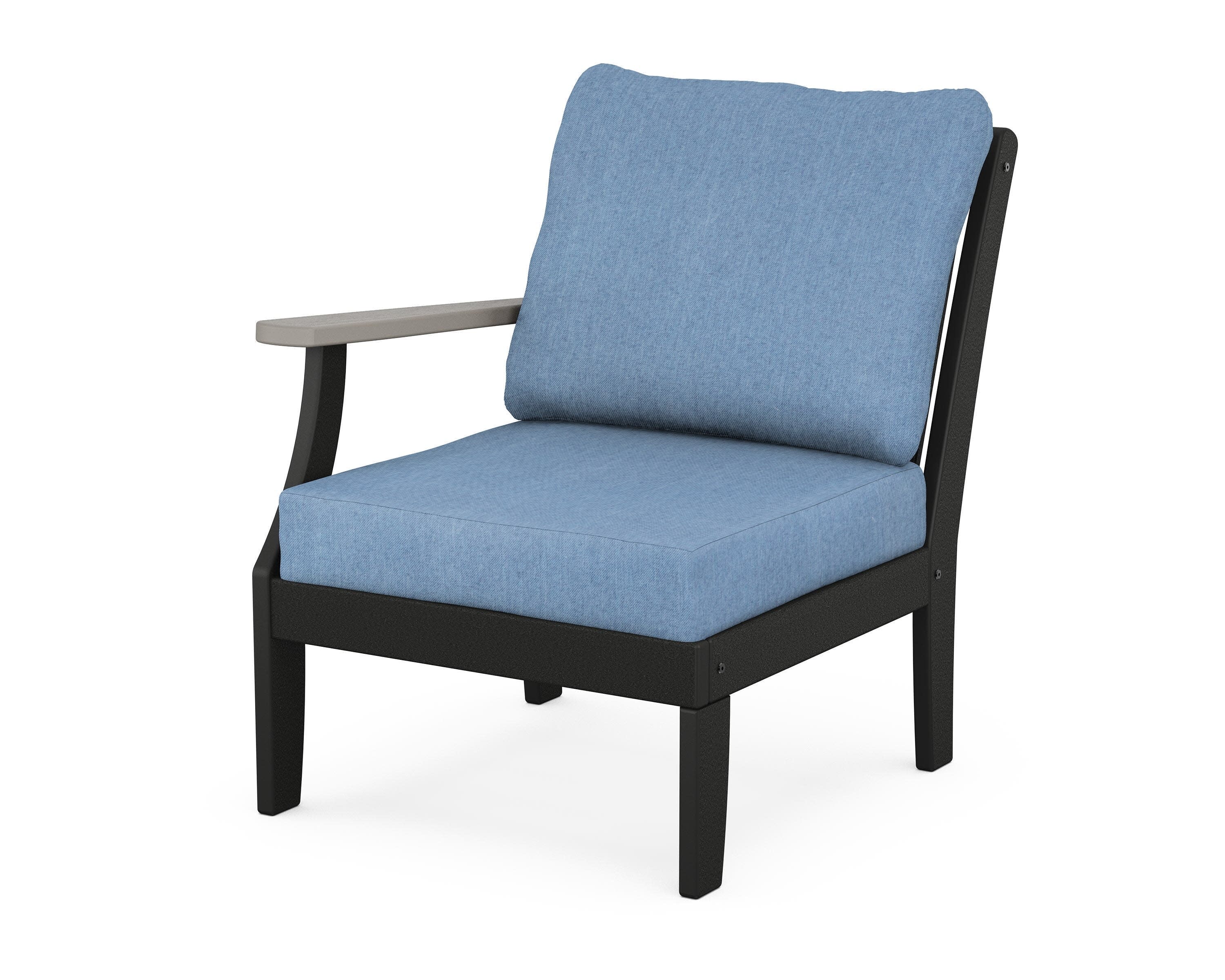 Braxton Modular Left Arm Chair in Black / Driftwood / Sky Blue