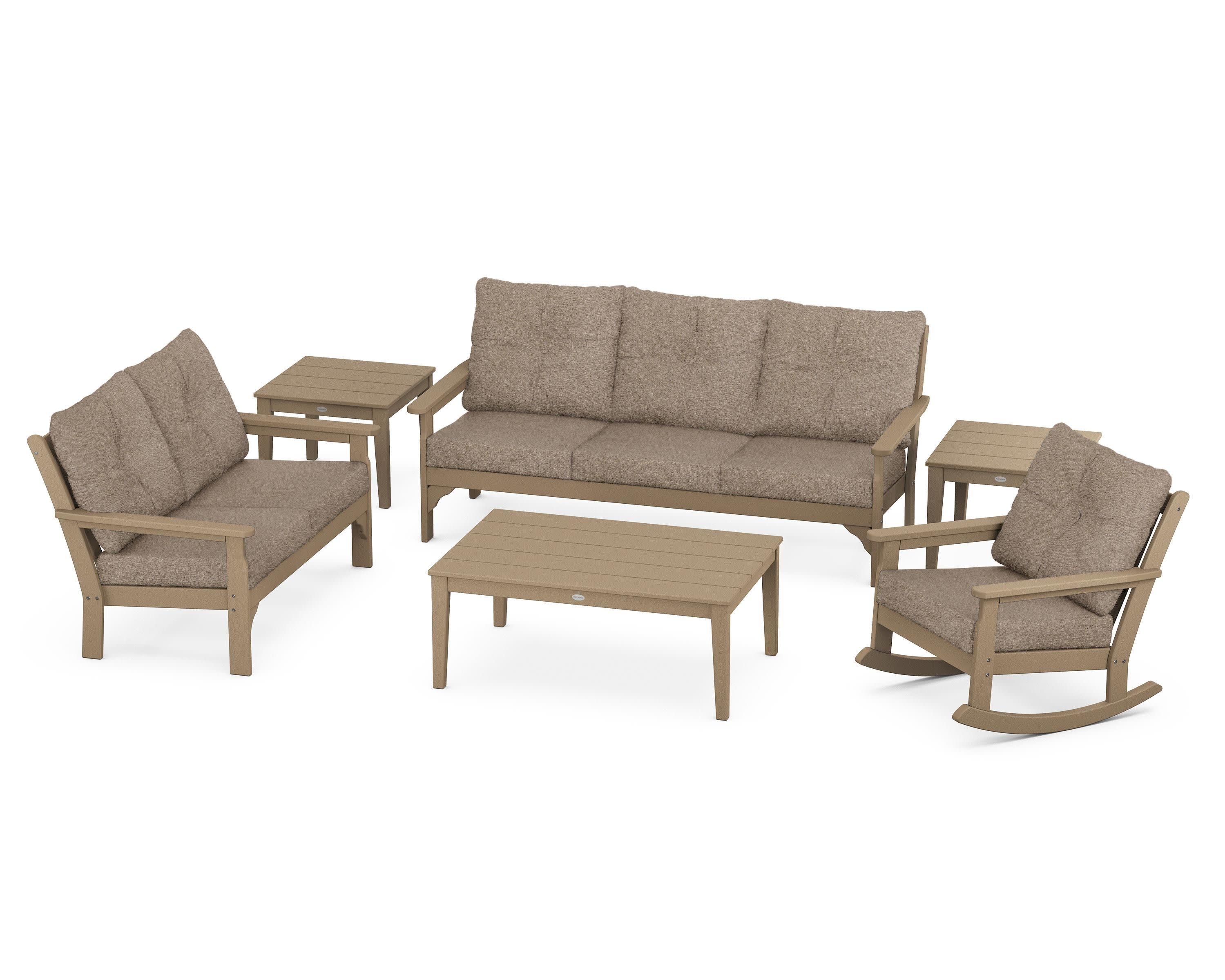 Vineyard 6-Piece Deep Seating Set in Vintage Sahara / Spiced Burlap