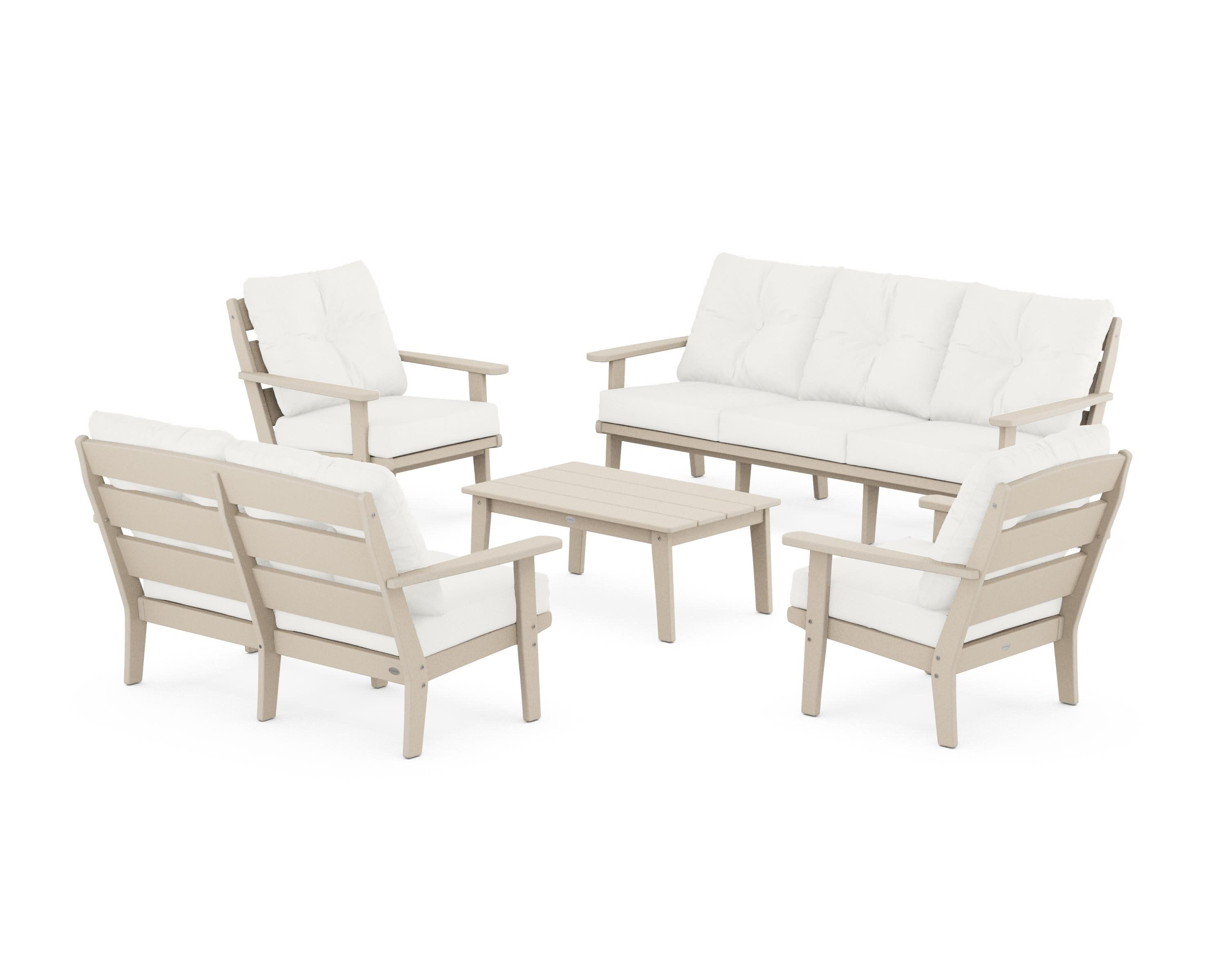 Lakeside 5-Piece Lounge Sofa Set in Sand / Natural Linen