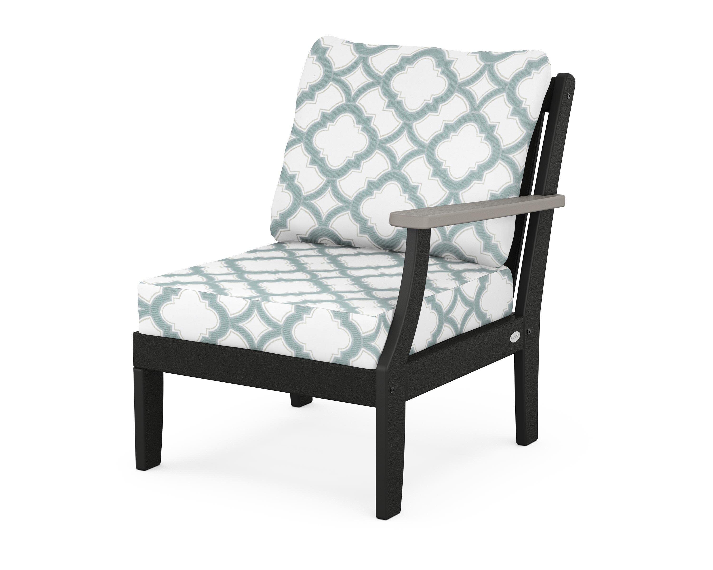Braxton Modular Right Arm Chair in Black / Driftwood / Trellis Glacier Spa