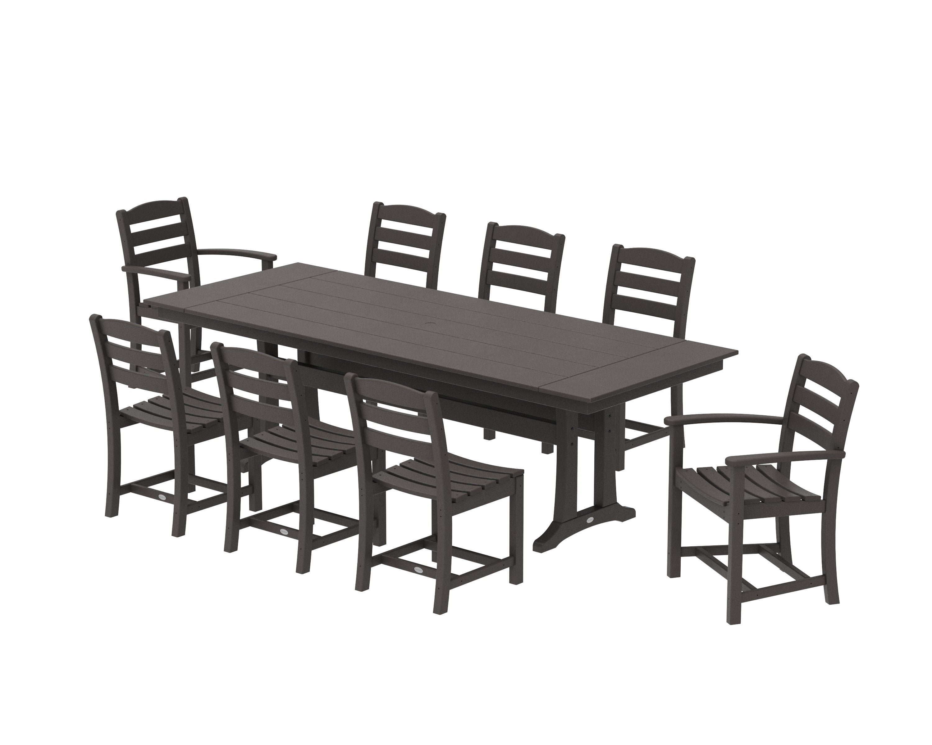 La Casa Caf 9-Piece Farmhouse Dining Set with Trestle Legs in Vintage Coffee