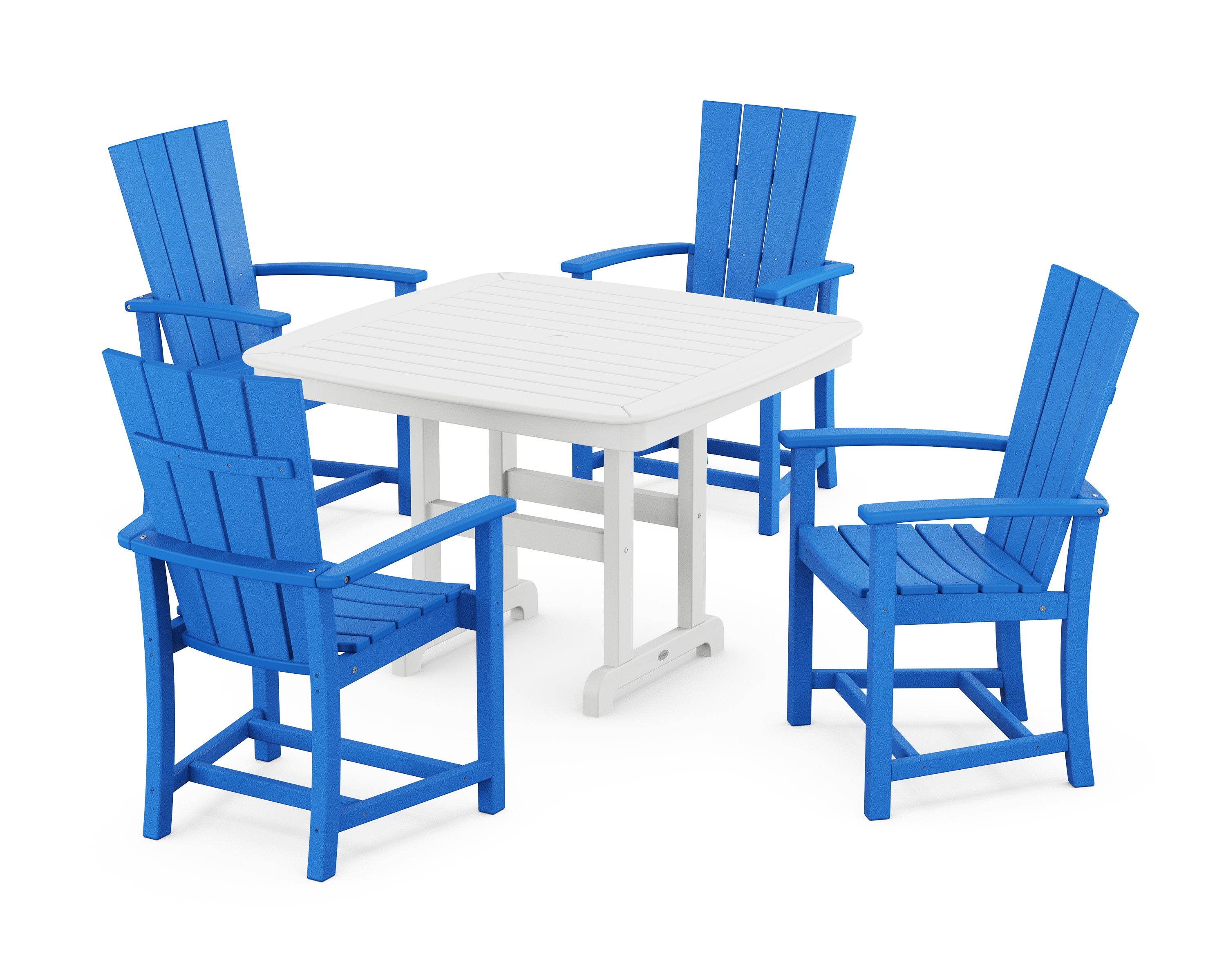 Quattro 5-Piece Dining Set with Trestle Legs in Pacific Blue / White