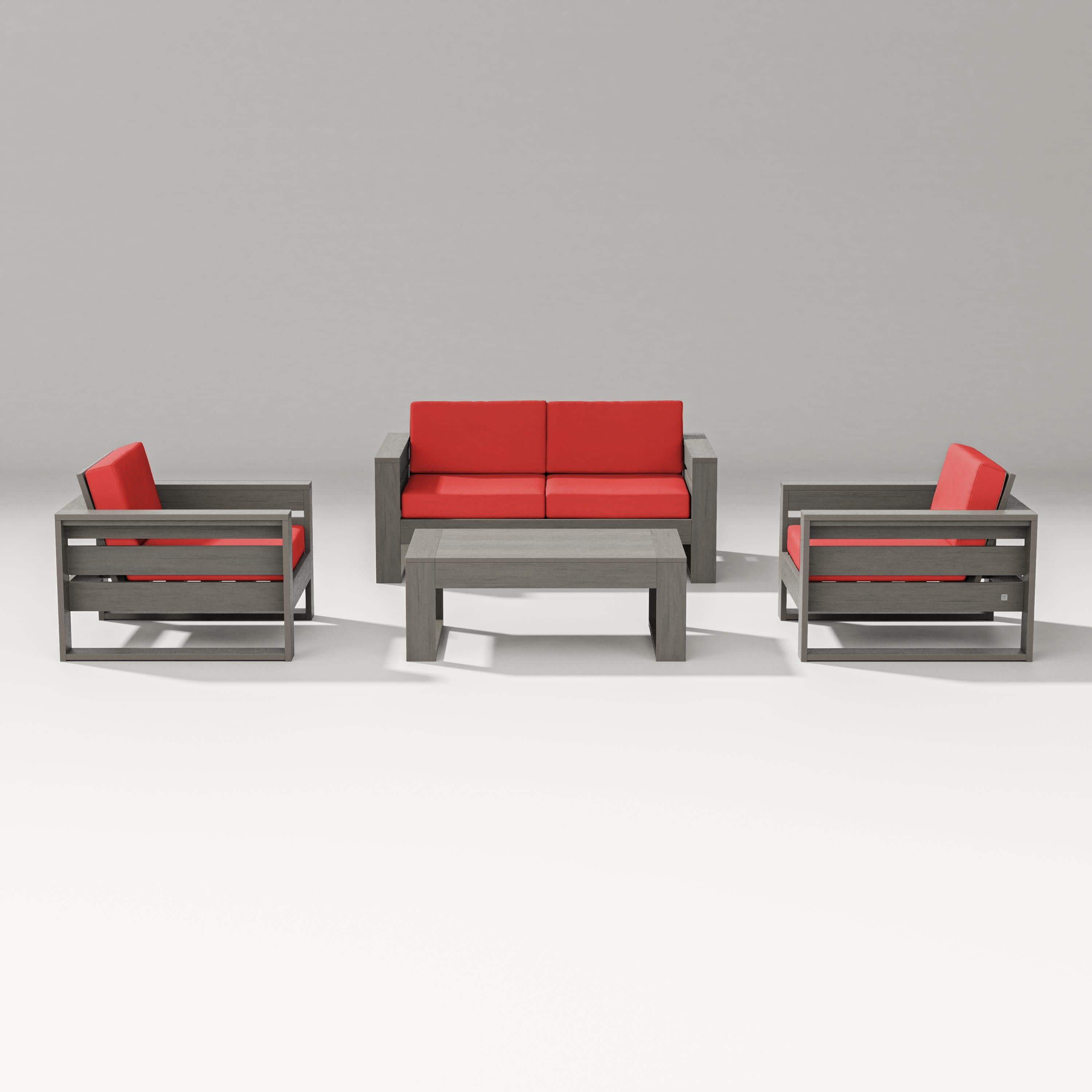 Latitude 4-Piece Lounge Loveseat Set in Driftwood / Crimson Linen
