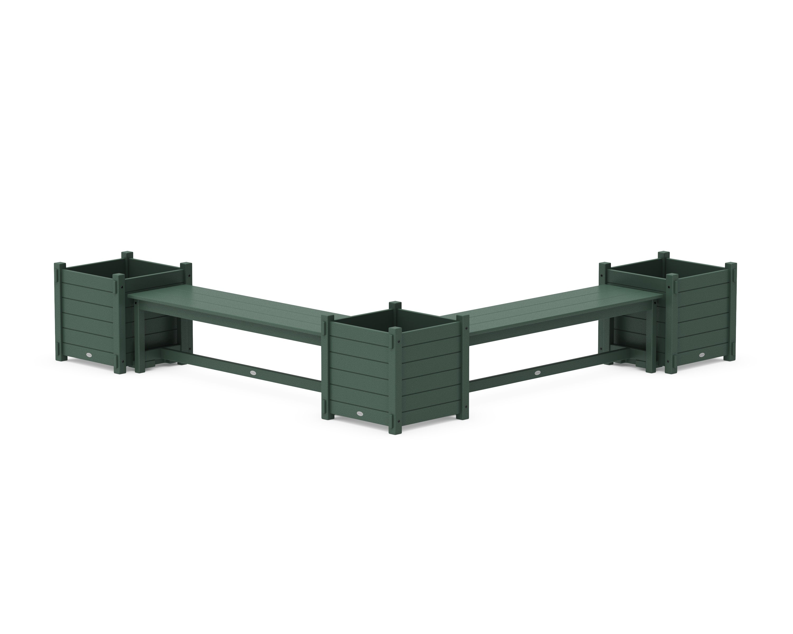 60" Nautical L- Shaped Planter Bench Corner Set - Large in Green