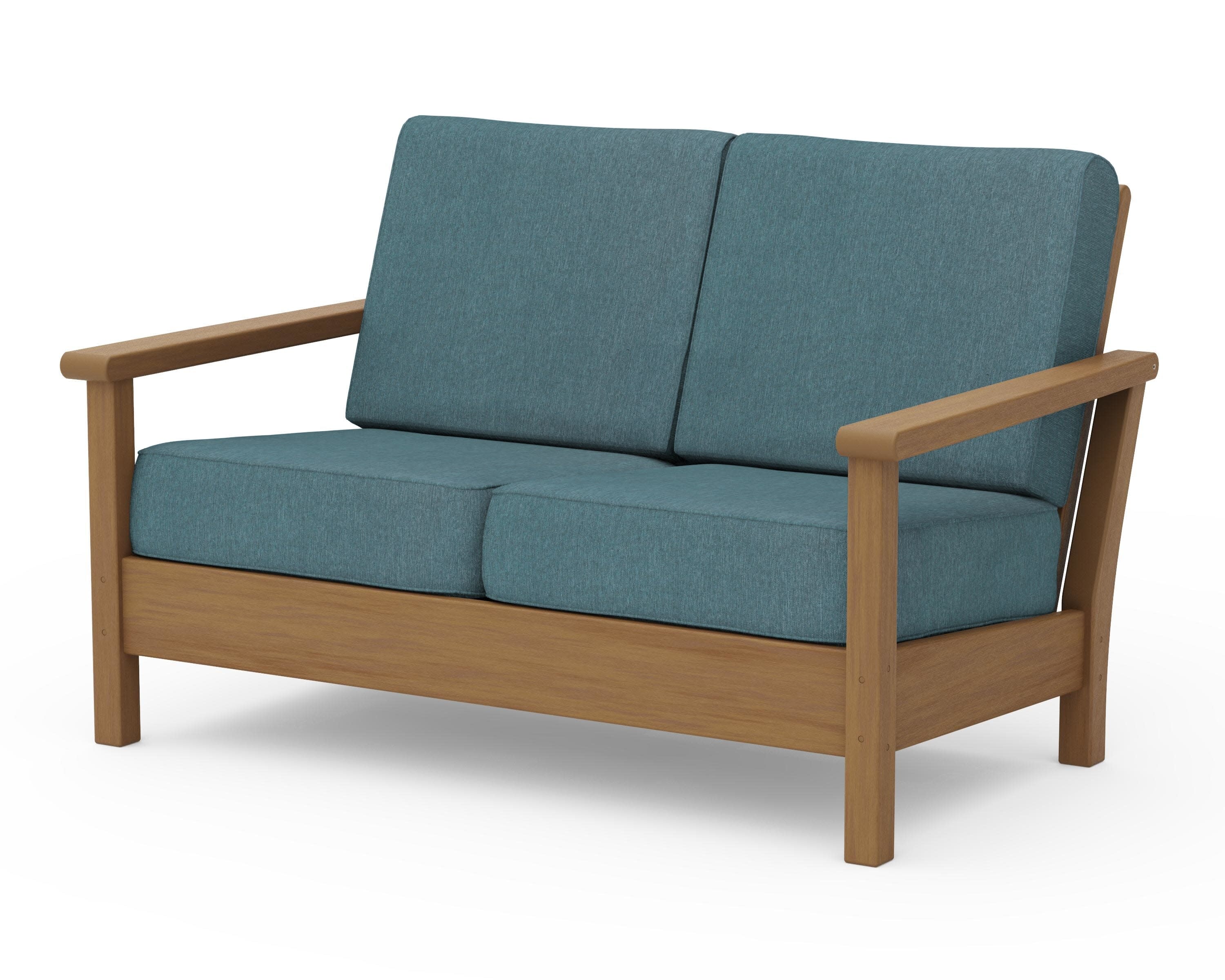 Harbour Deep Seating Loveseat in Natural / Ocean Teal