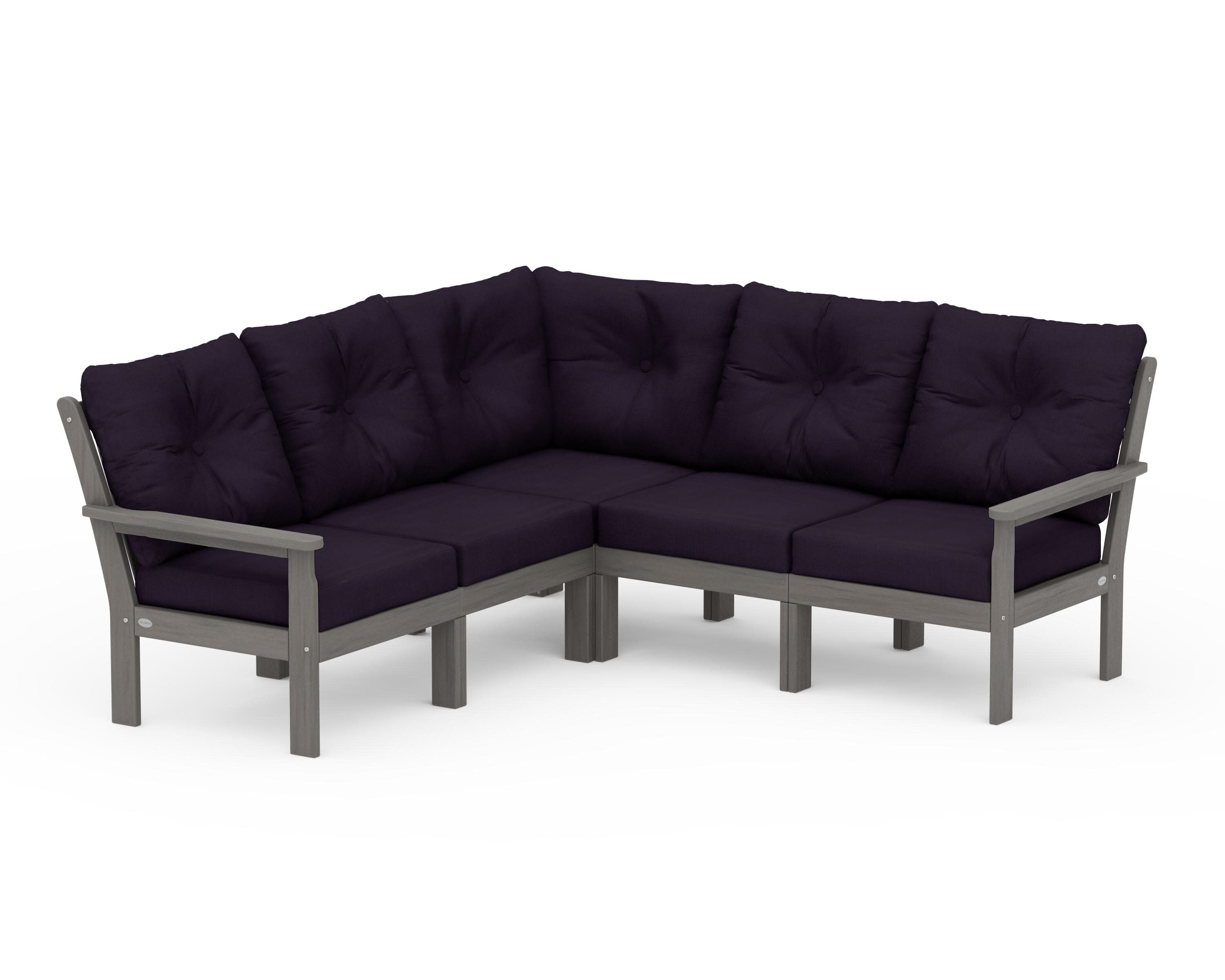 Vineyard 5-Piece Sectional in Driftwood / Navy Linen