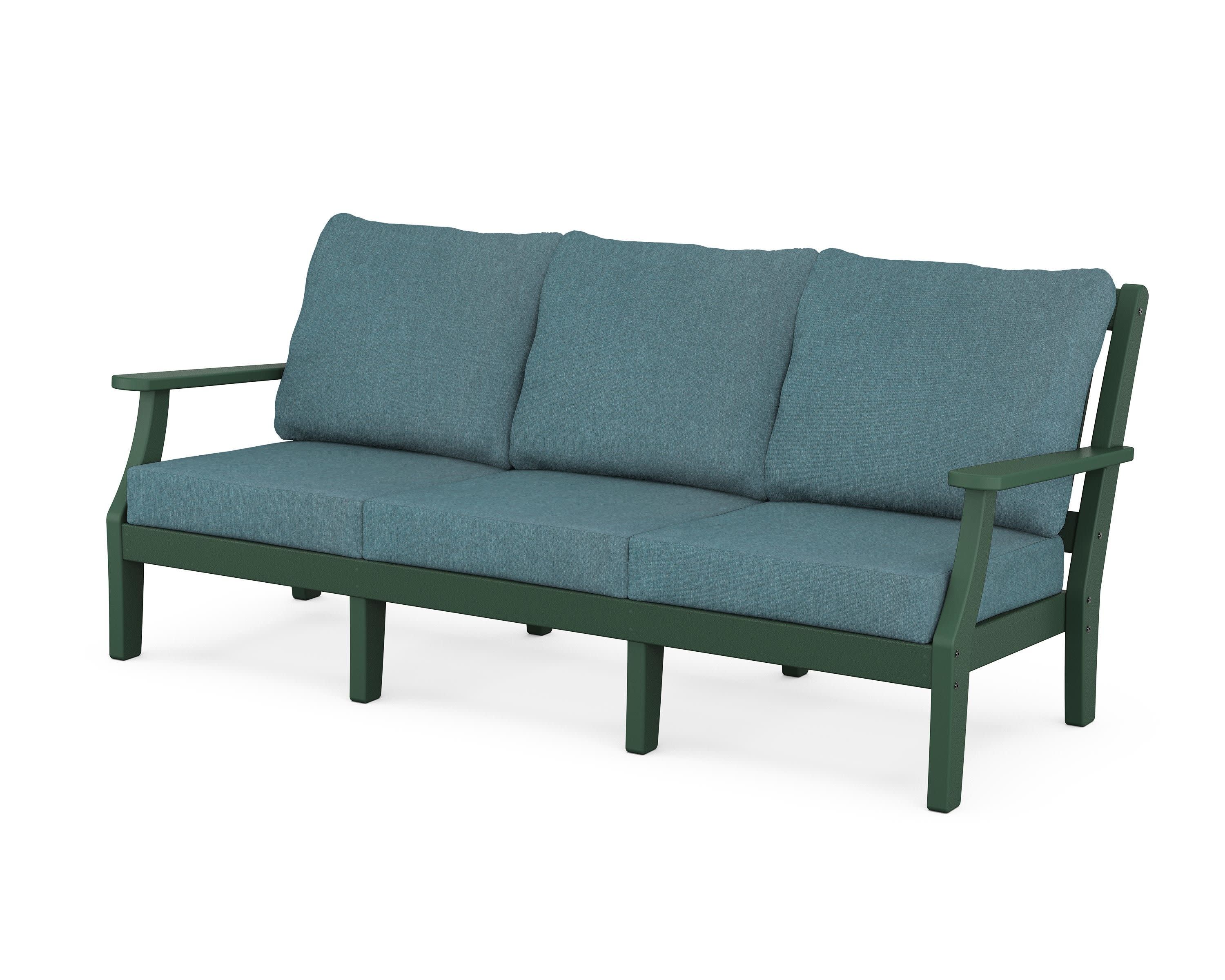Chinoiserie Deep Seating Sofa in Green / Ocean Teal