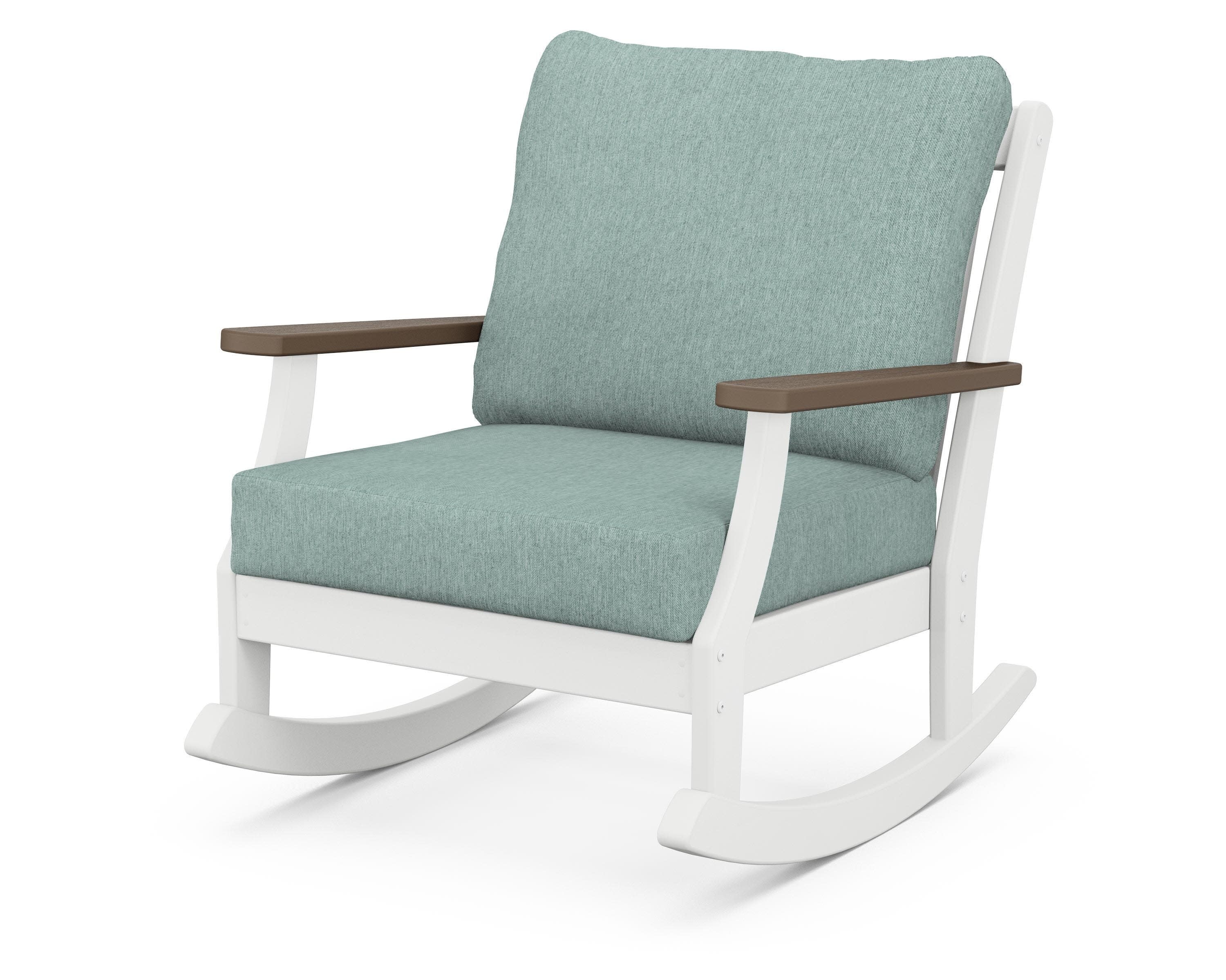 Braxton Deep Seating Rocking Chair in White / Kona / Glacier Spa
