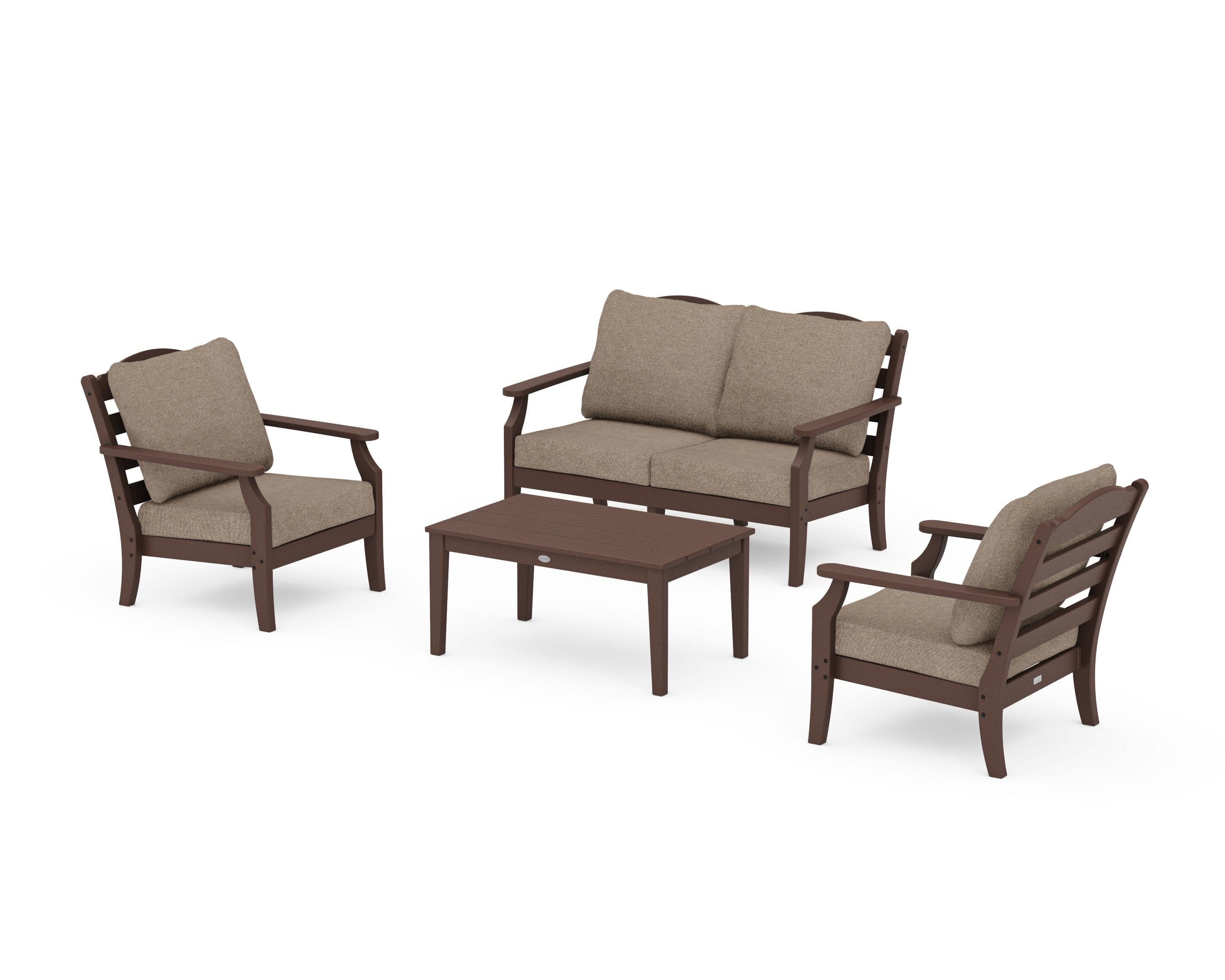 Savannah 4-Piece Deep Seating Set with Loveseat in Mahogany / Spiced Burlap