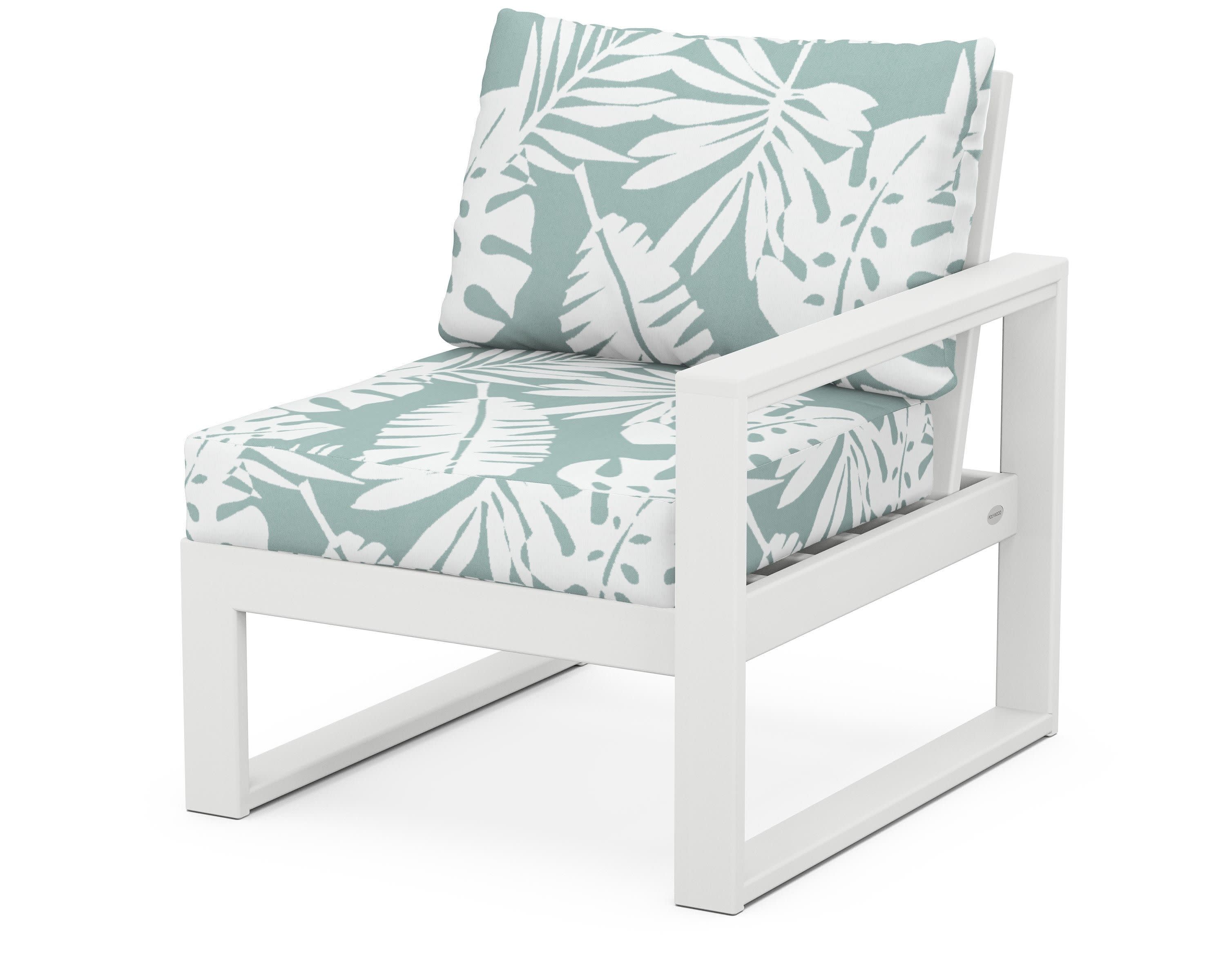 EDGE Modular Right Arm Chair in White / Leaf Glacier Spa