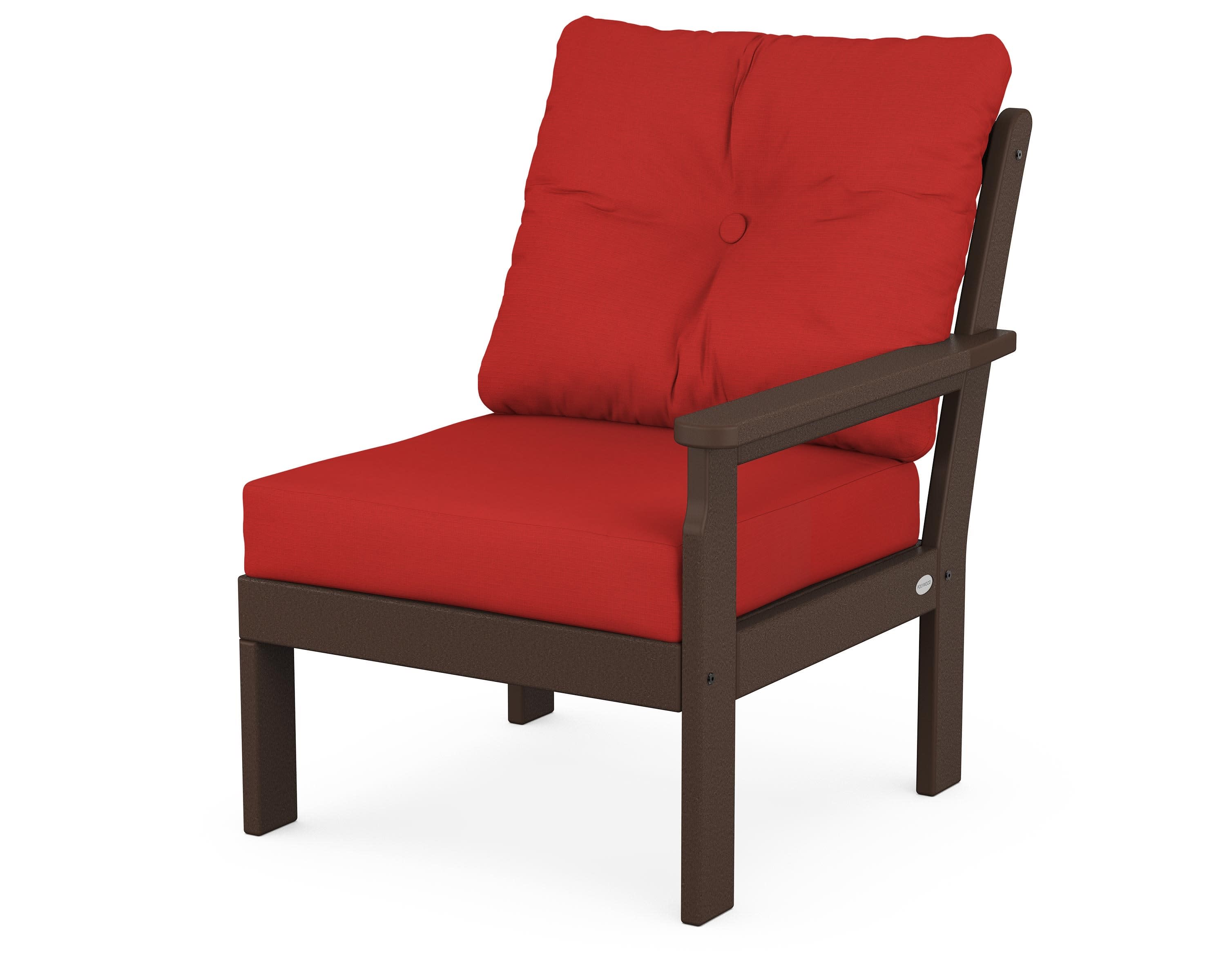 Vineyard Modular Right Arm Chair in Mahogany / Crimson Linen