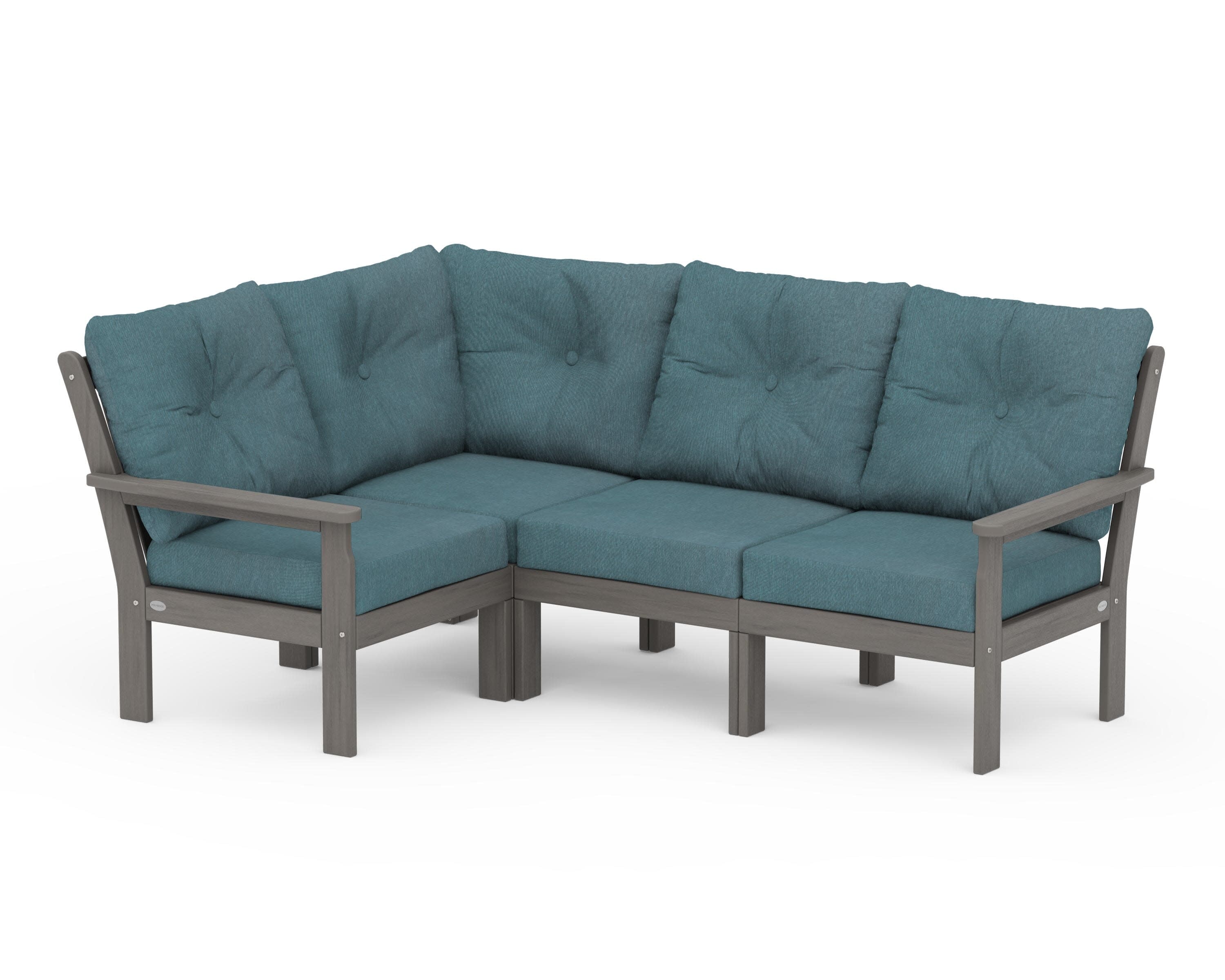 Vineyard 4-Piece Sectional in Driftwood / Ocean Teal
