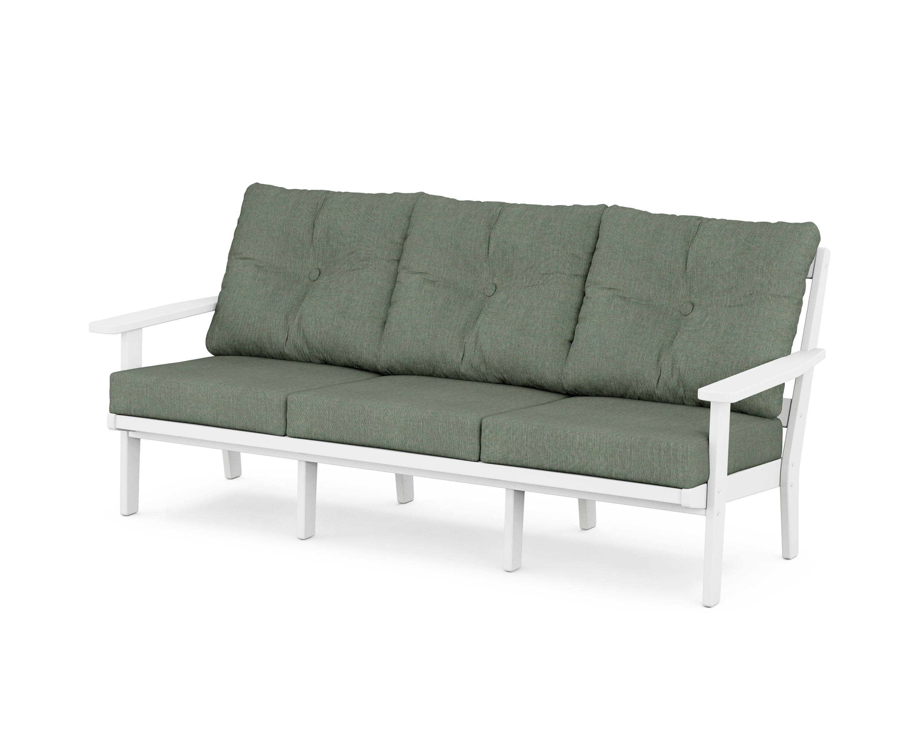 Oxford Deep Seating Sofa in White / Cast Sage
