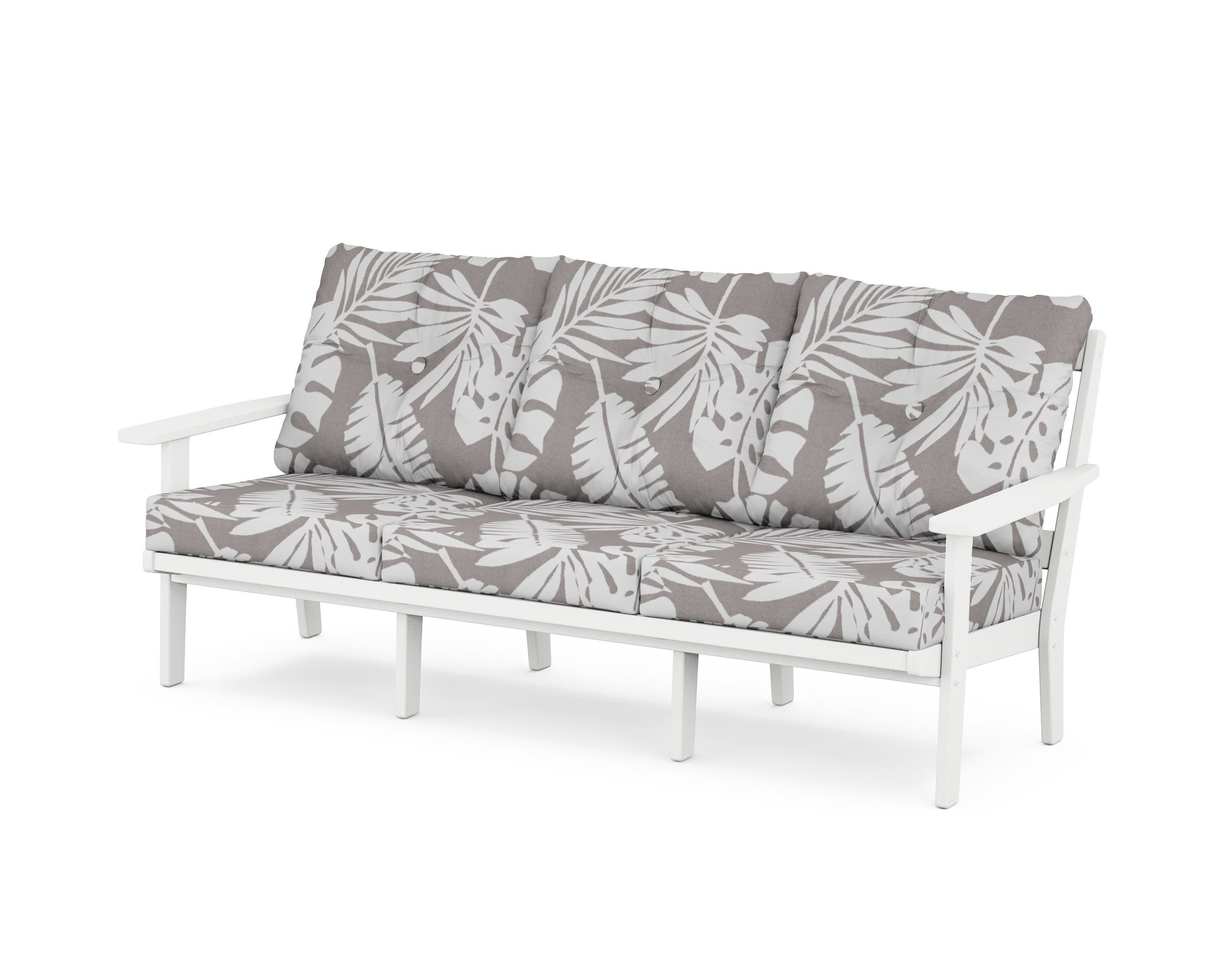 Oxford Deep Seating Sofa in White / Leaf Grey Mist