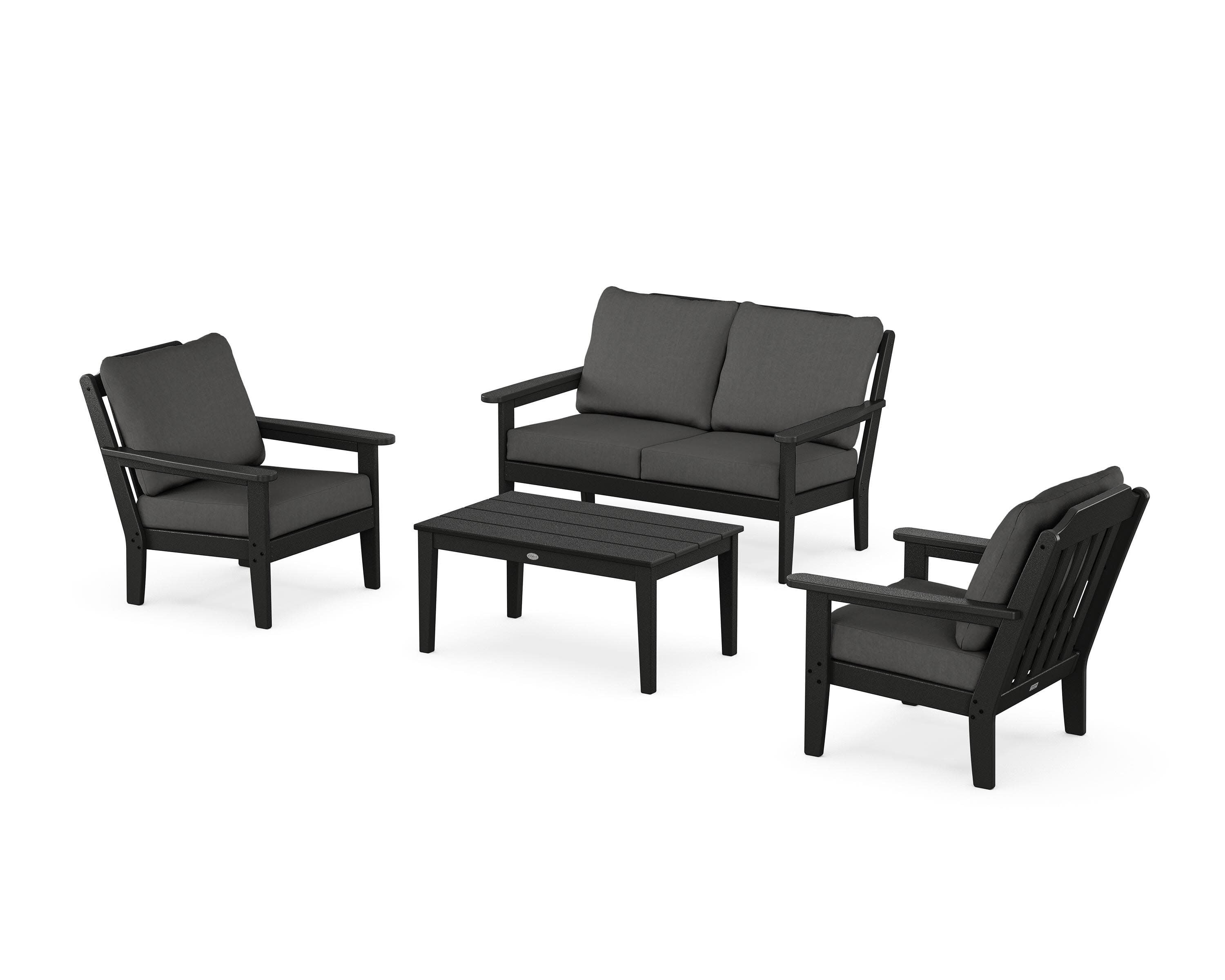 Cottage 4-Piece Deep Seating Set with Loveseat in Black / Spectrum Carbon