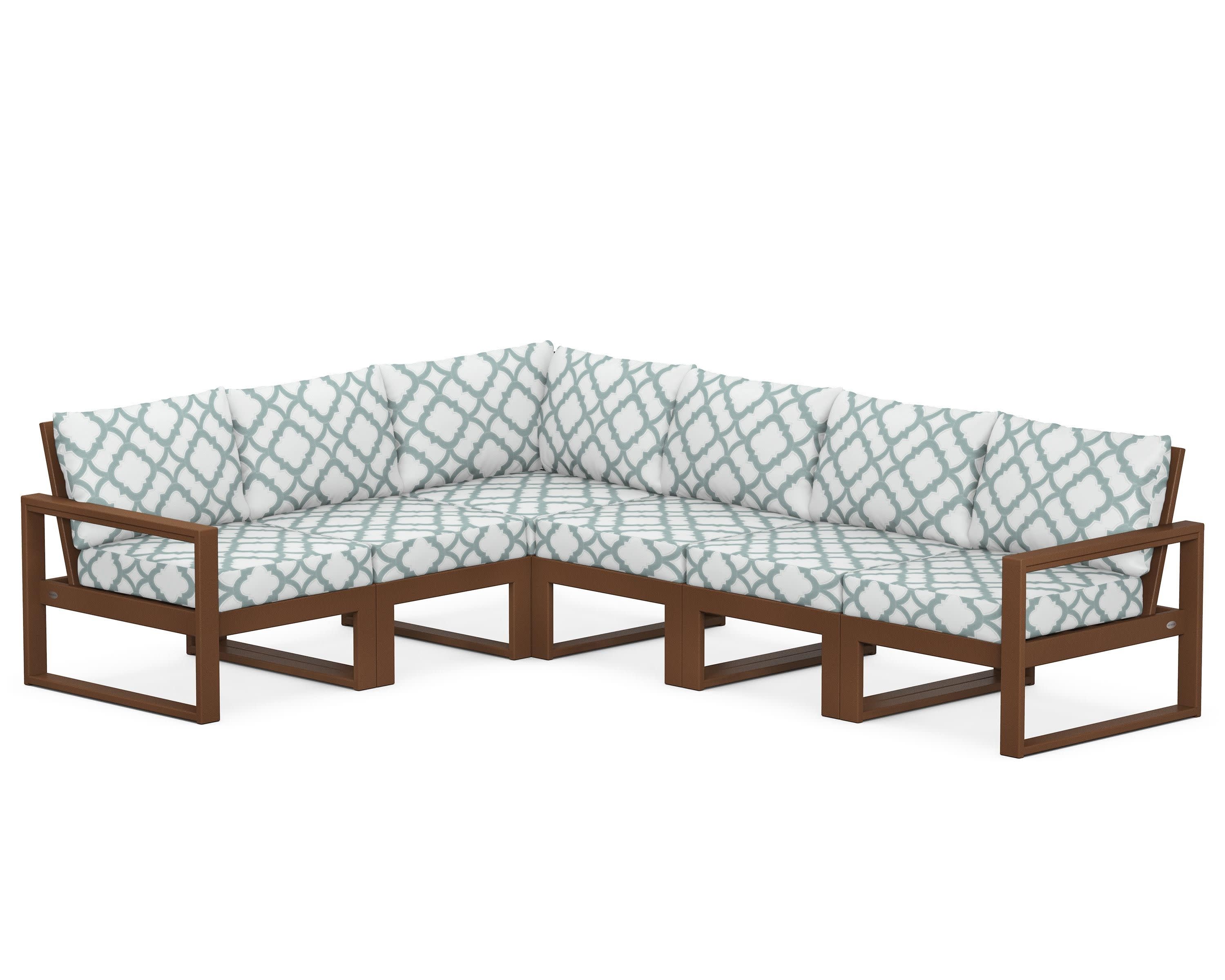 EDGE 6-Piece Modular Deep Seating Set in Teak / Trellis Glacier Spa