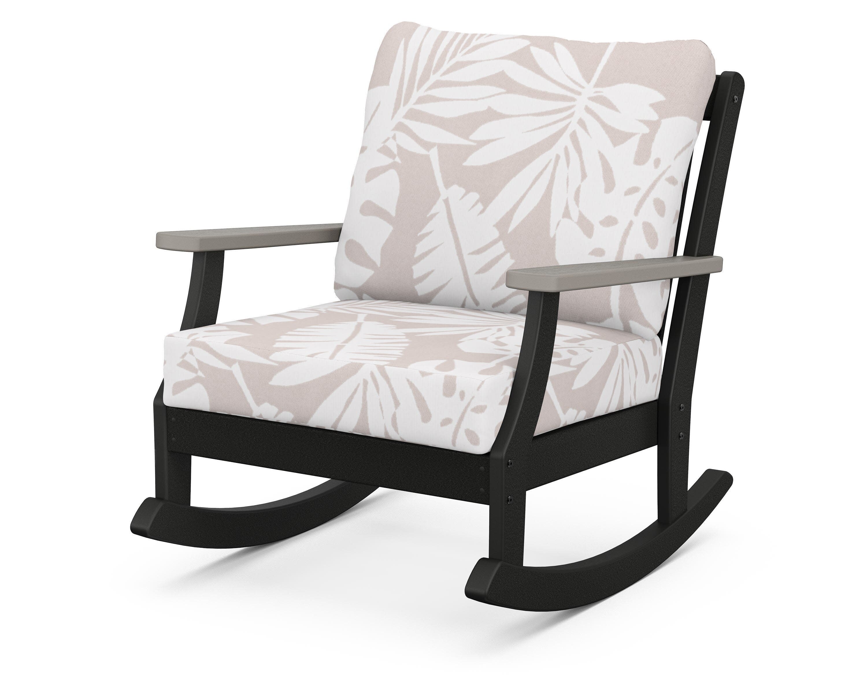 Braxton Deep Seating Rocking Chair in Black / Driftwood / Leaf Dune Burlap