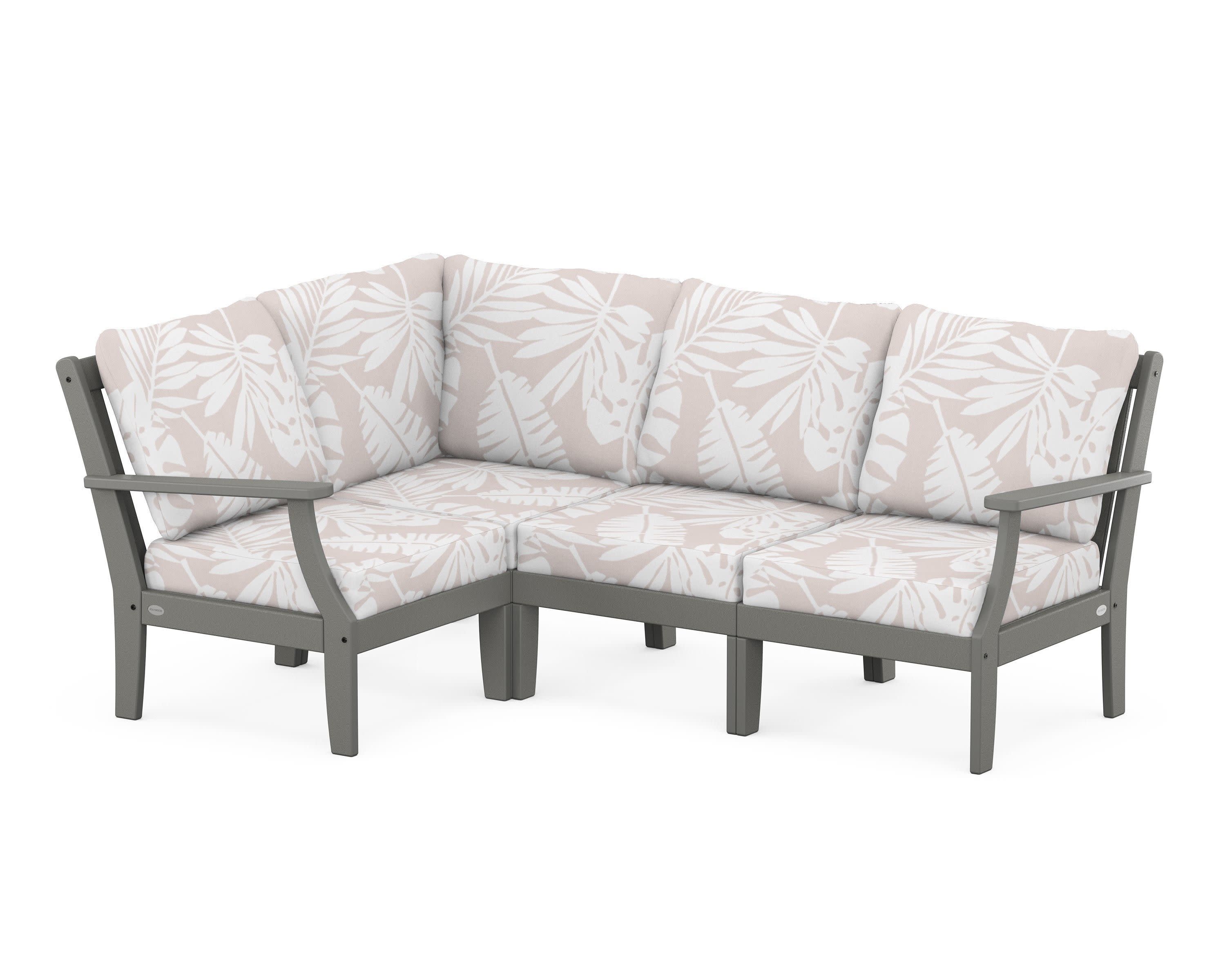 Braxton Modular 4-Piece Deep Seating Set in Slate Grey / Leaf Dune Burlap