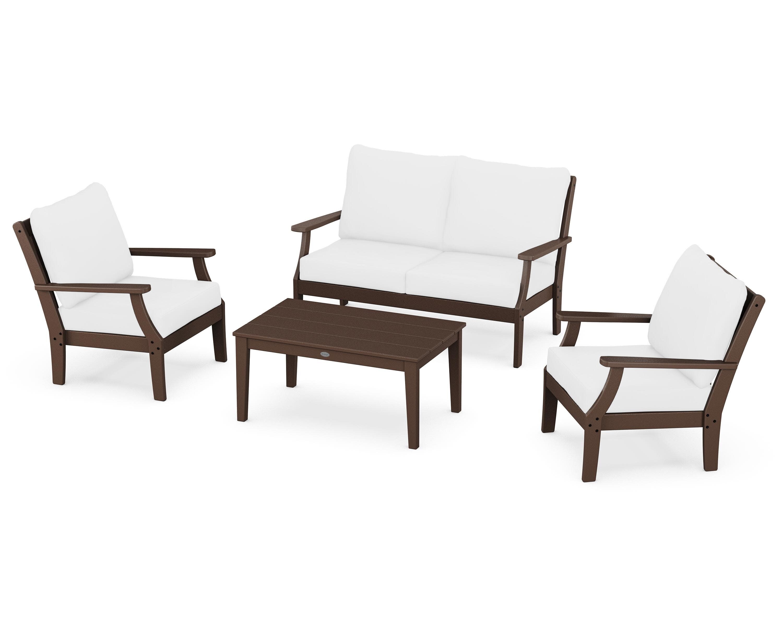 Braxton 4-Piece Deep Seating Chair Set in Mahogany / Natural