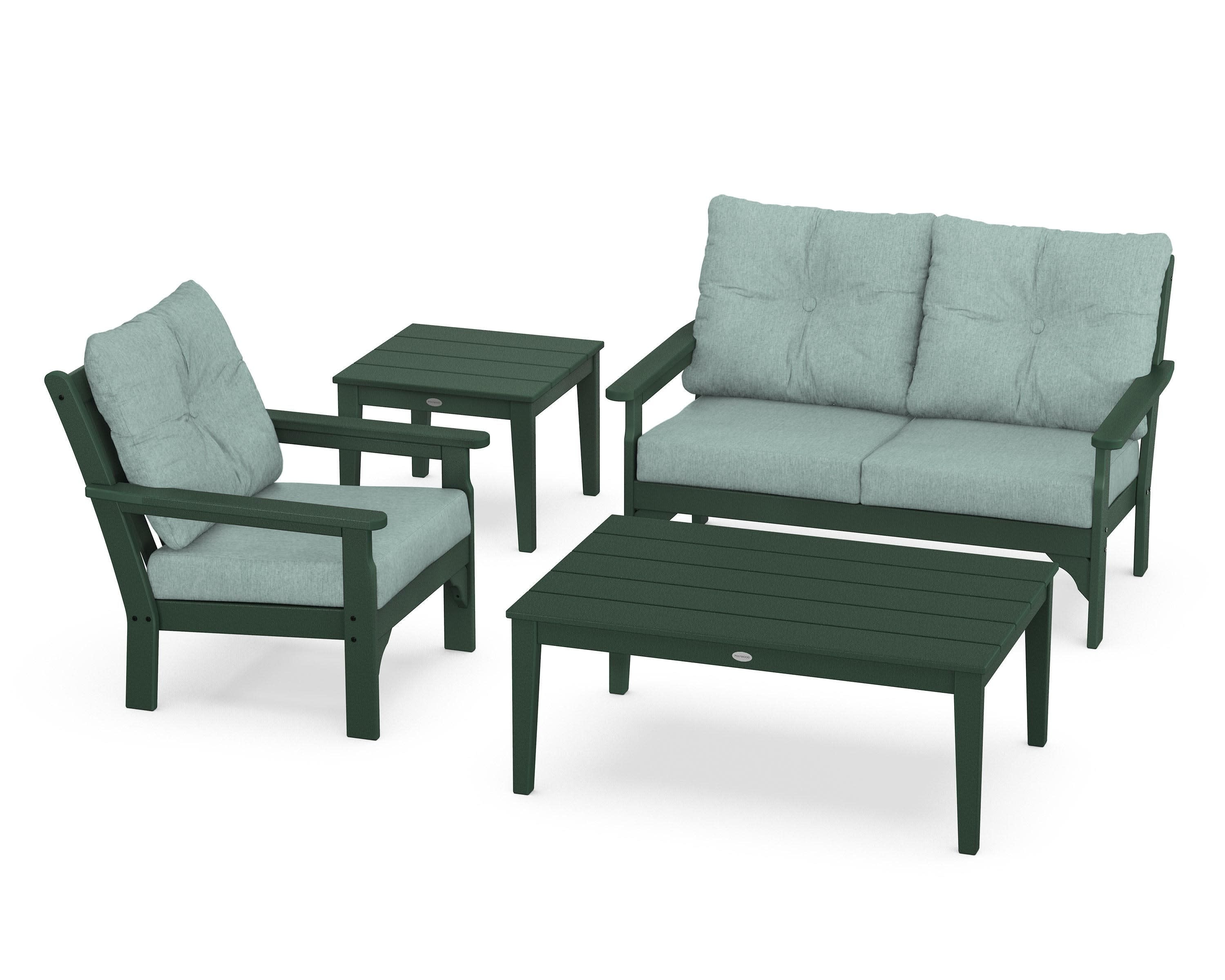 Vineyard 4-Piece Deep Seating Set in Green / Glacier Spa