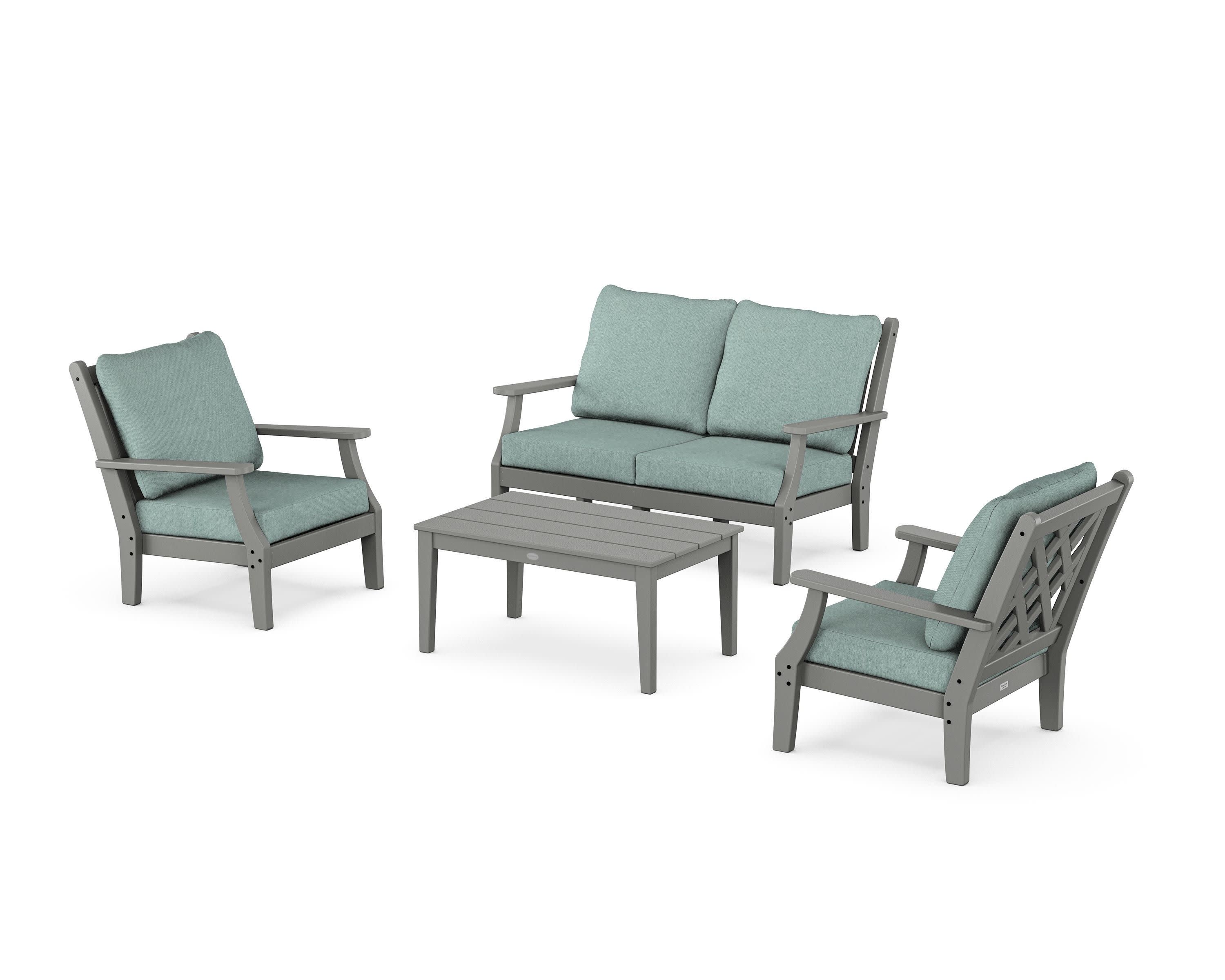 Wovendale 4-Piece Deep Seating Set with Loveseat in Slate Grey / Glacier Spa