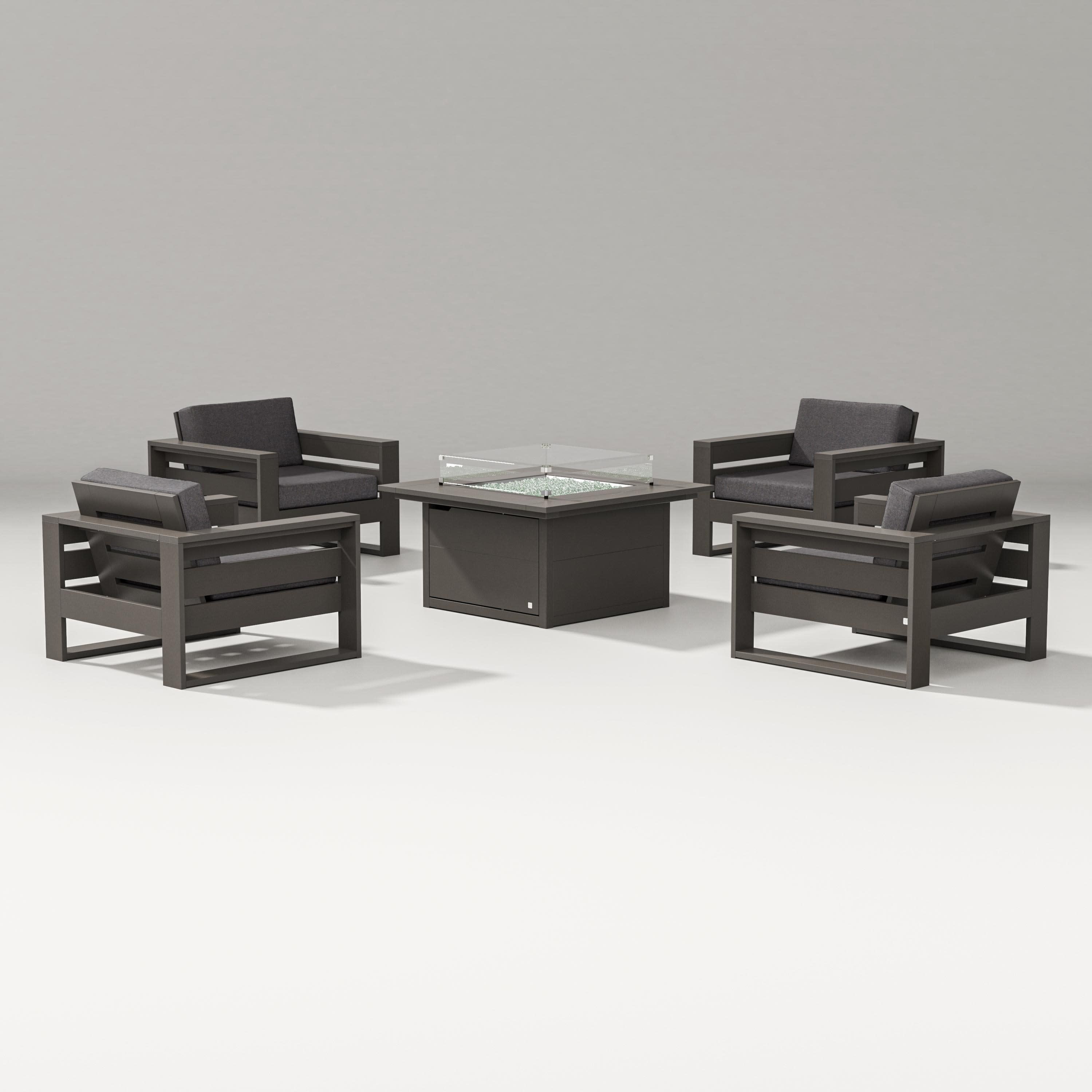 Latitude 5-Piece Lounge Fire Table Set in Vintage Coffee / Ash Charcoal