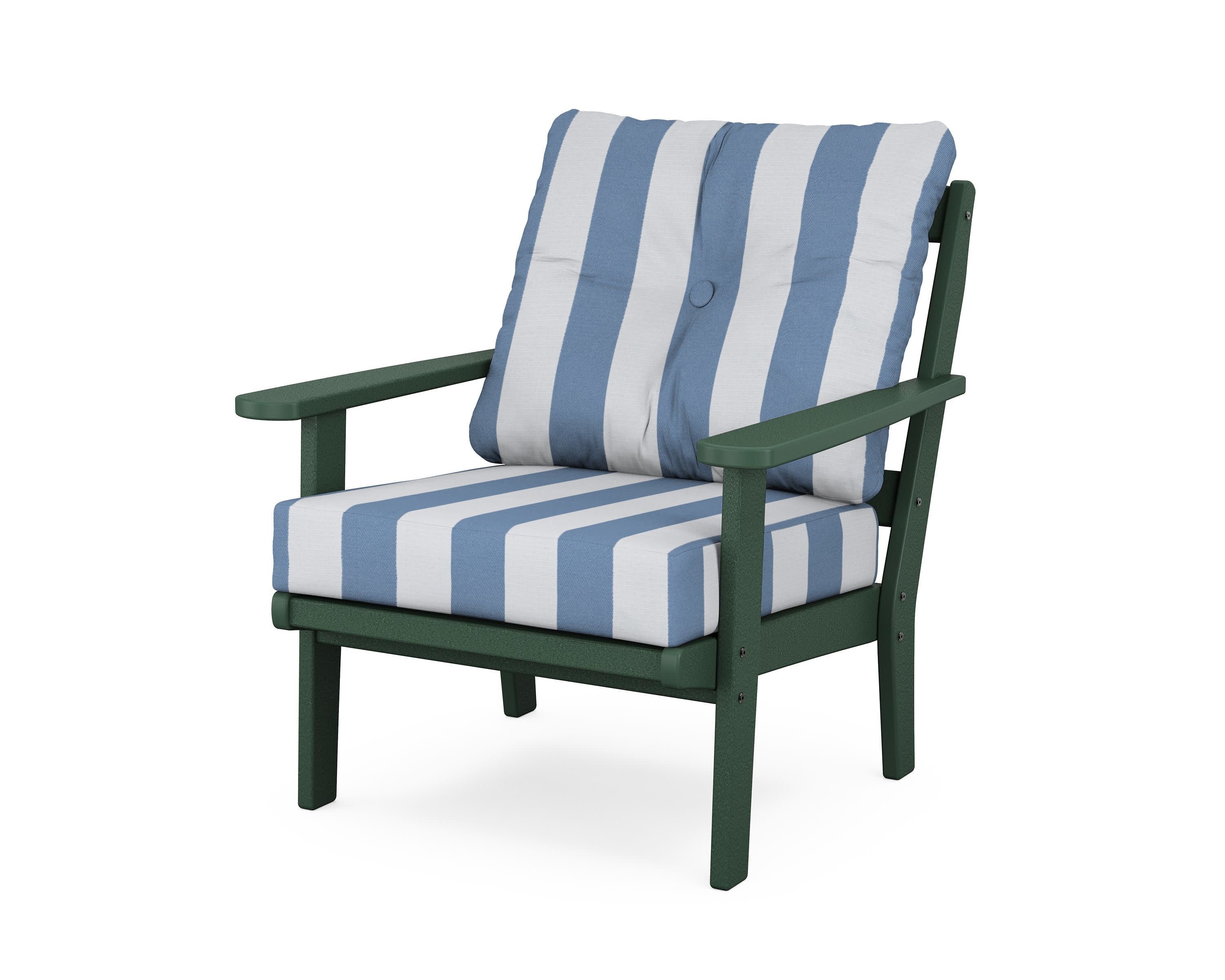 Mission Deep Seating Chair in Green / Cabana Stripe Sky Blue