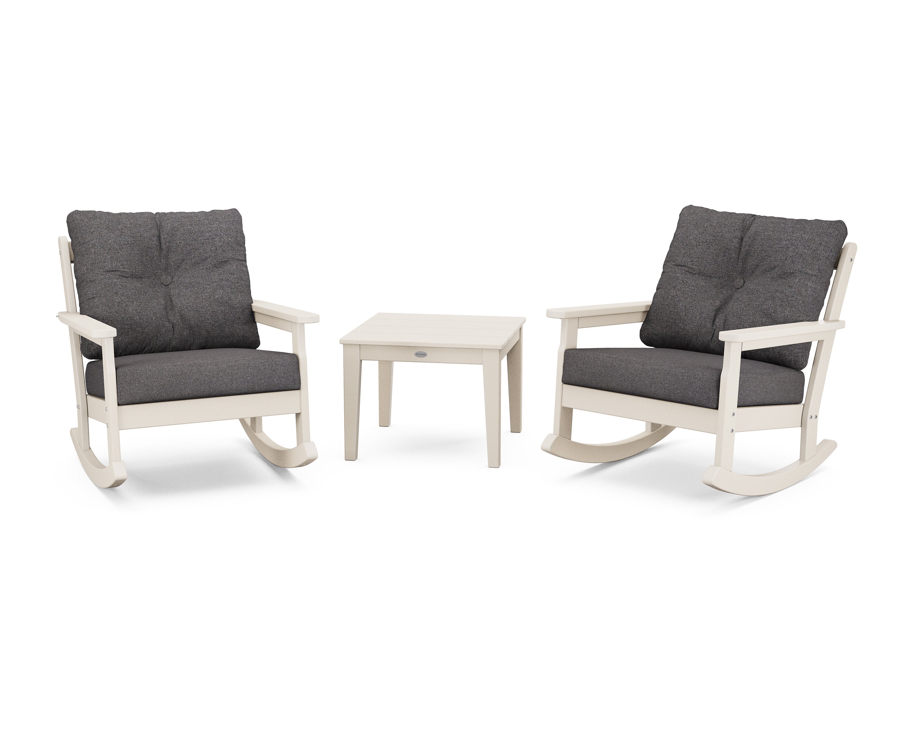 Vineyard 3-Piece Deep Seating Rocker Set in Sand / Ash Charcoal