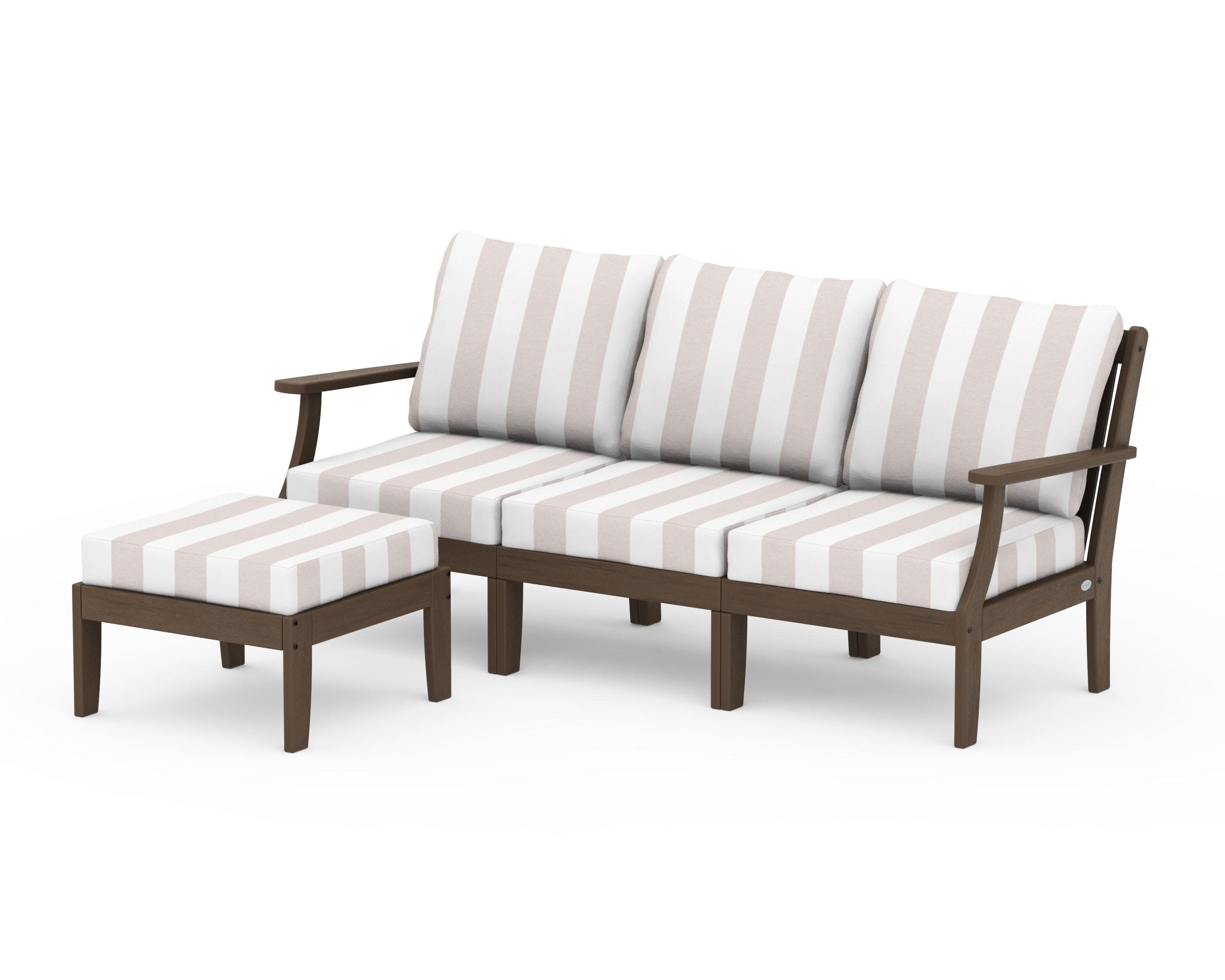 Braxton Modular 4-Piece Deep Seating Set with Ottoman in Kona / Cabana Stripe Dune Burlap