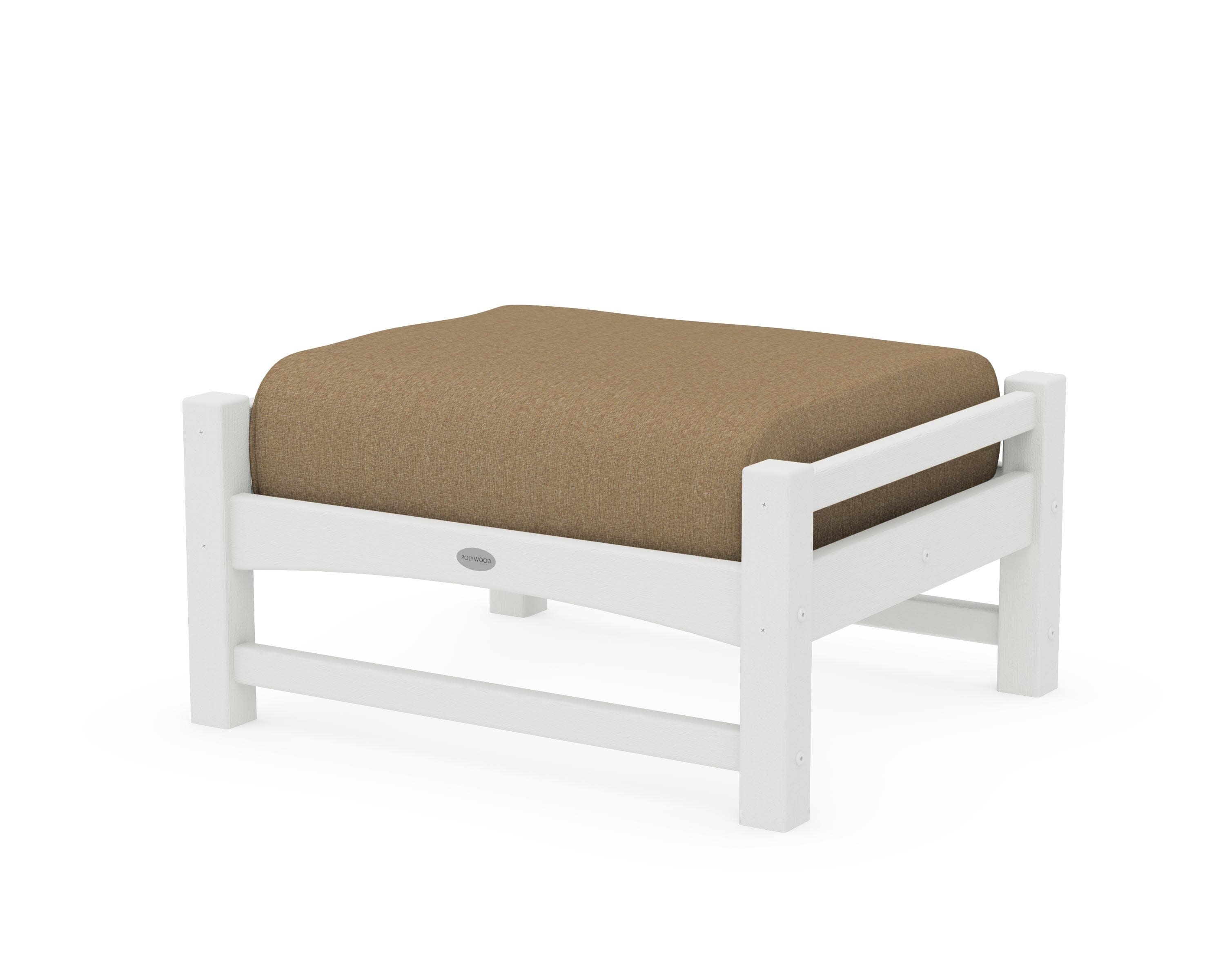 Club Ottoman in Vintage White / Sesame