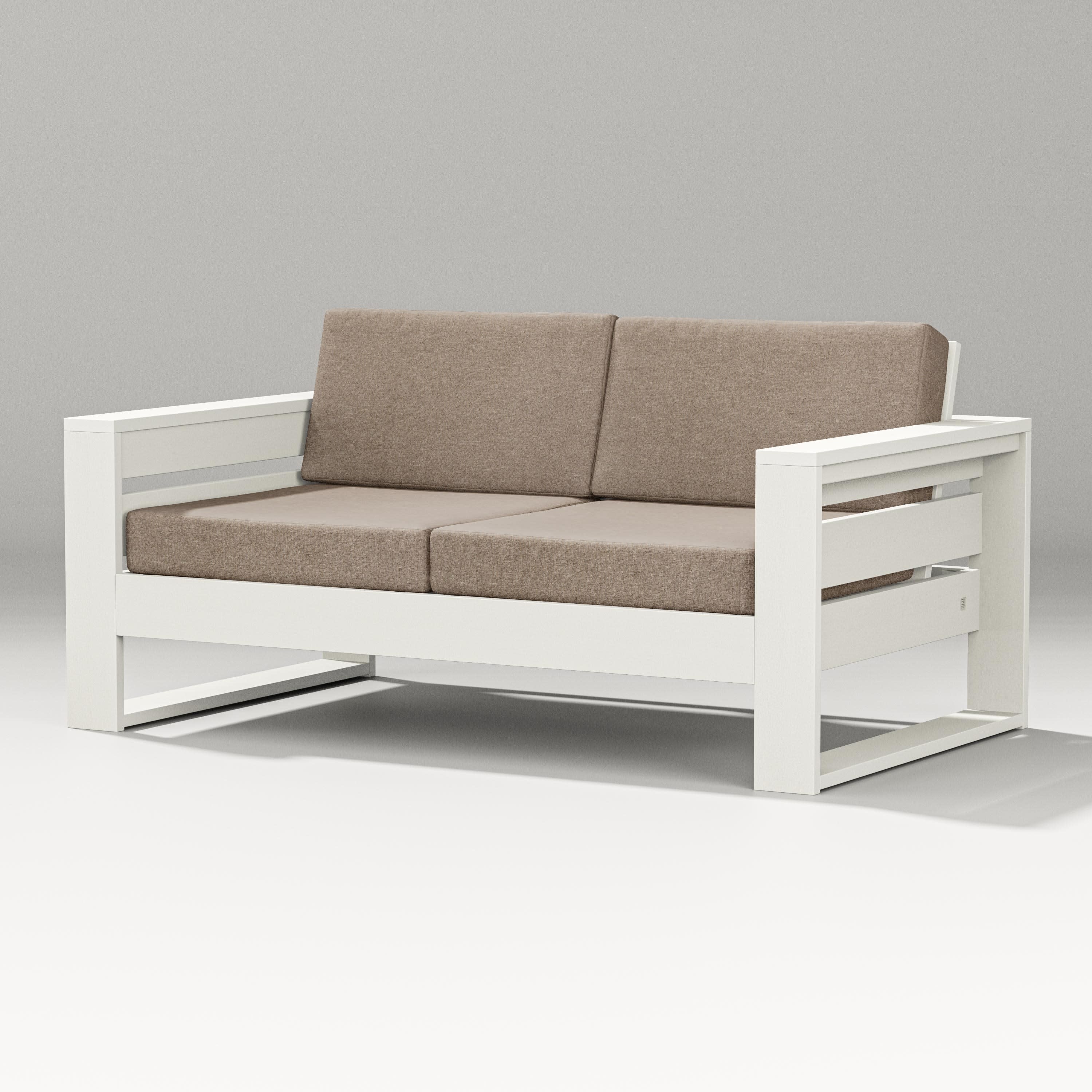 Latitude Loveseat in Vintage White / Spiced Burlap