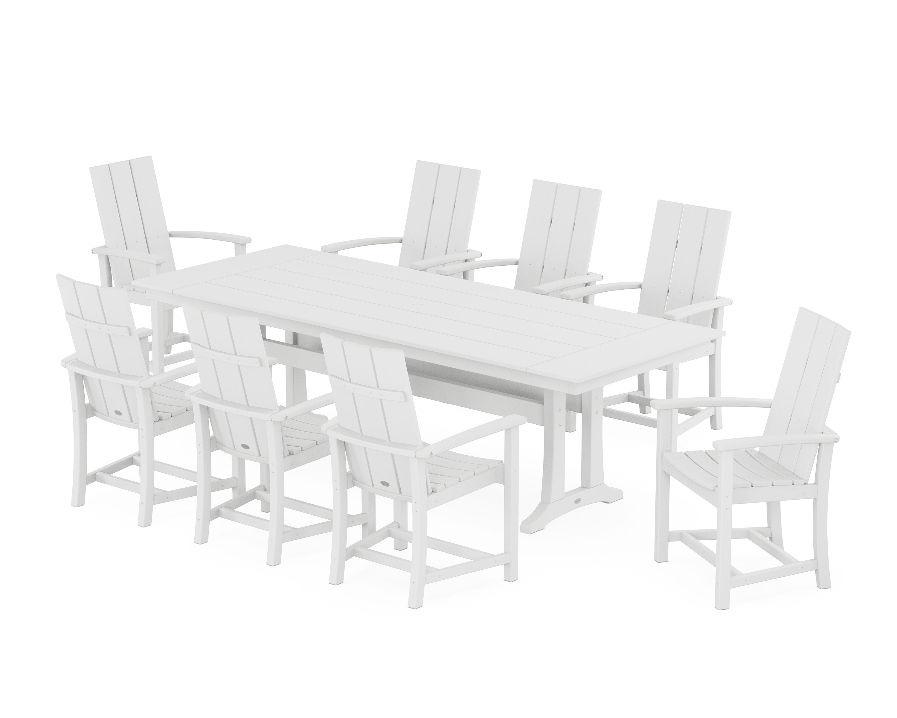 Modern Adirondack 9-Piece Farmhouse Dining Set with Trestle Legs in White