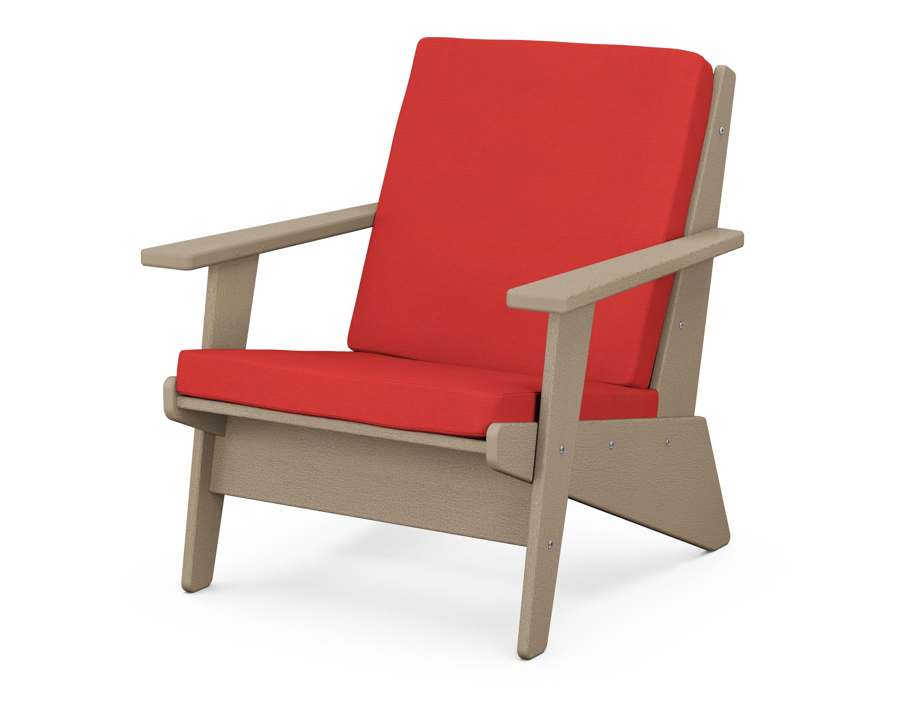 Riviera Modern Lounge Chair in Vintage Sahara / Crimson Linen
