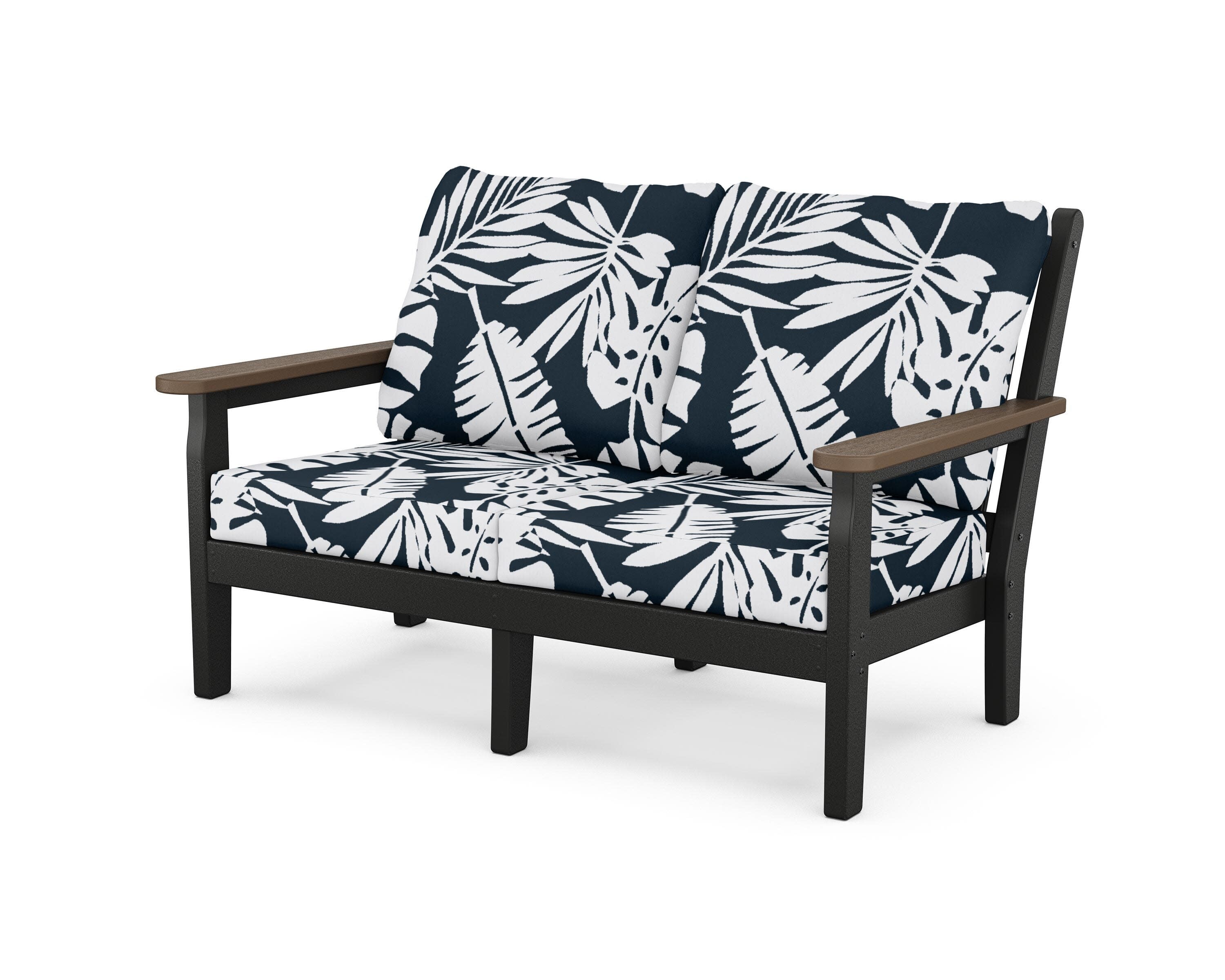 Chippendale Deep Seating Loveseat in Black / Kona / Leaf Marine Indigo