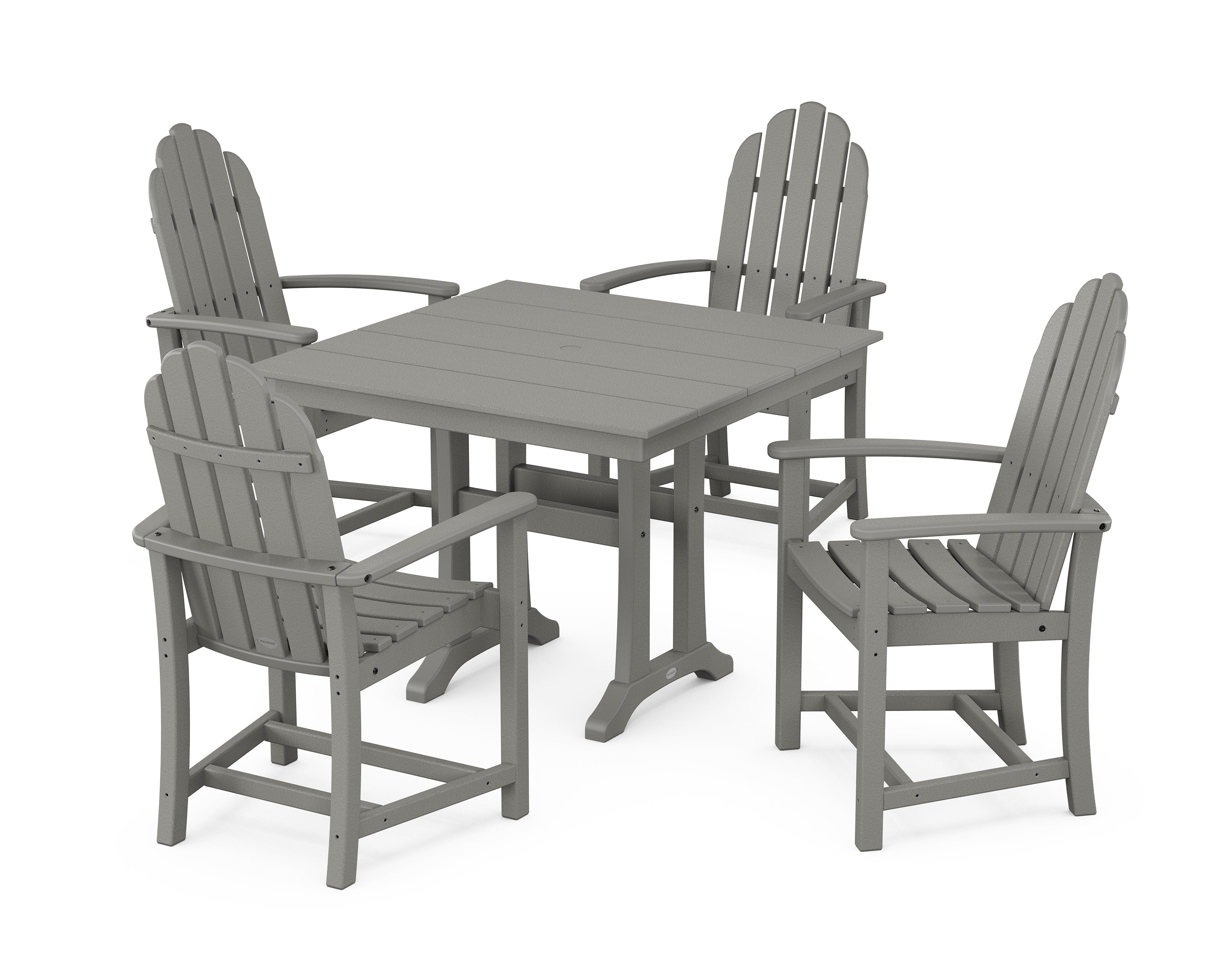 Classic Adirondack 5-Piece Farmhouse Dining Set With Trestle Legs in Slate Grey