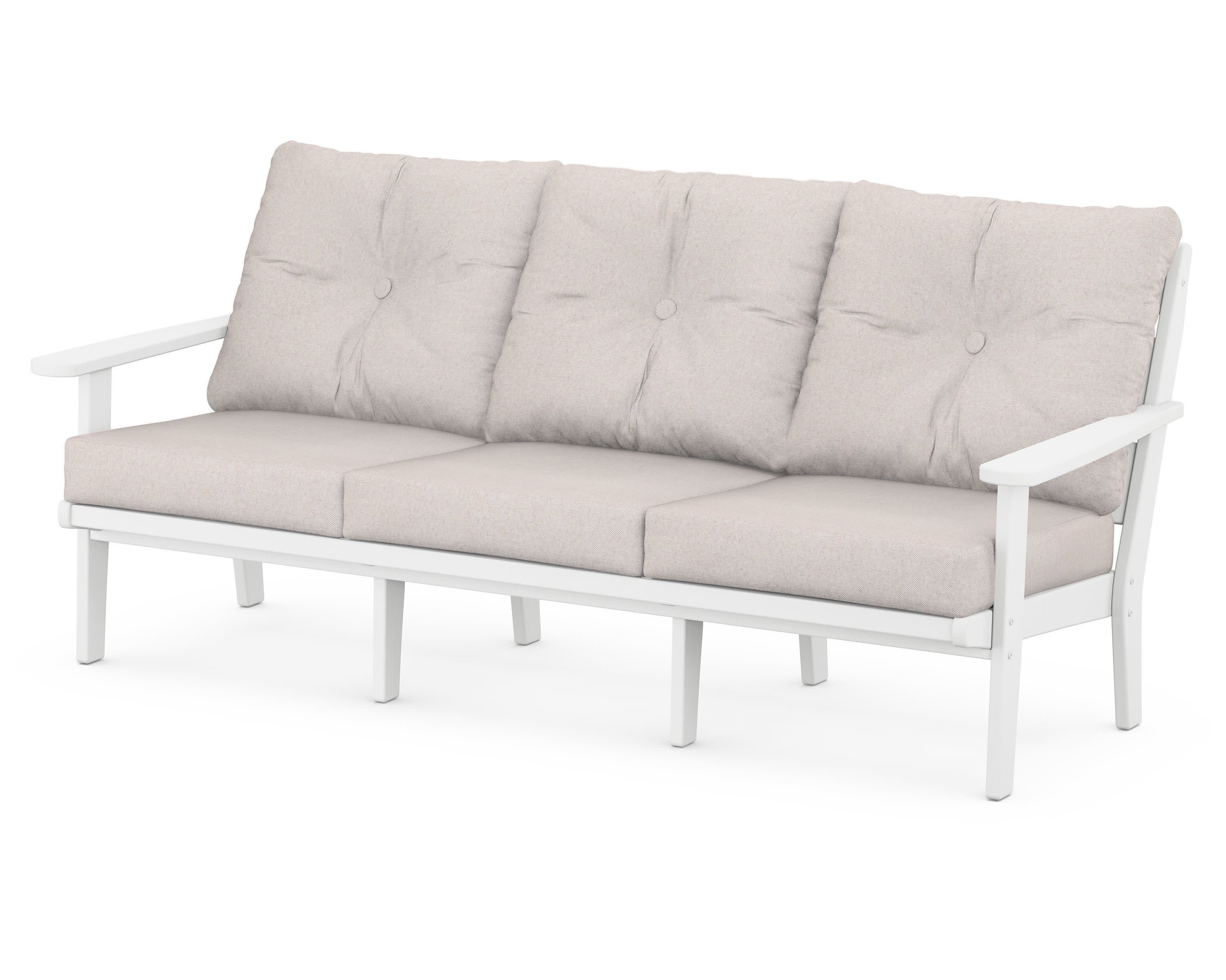 Lakeside Deep Seating Sofa in White / Dune Burlap