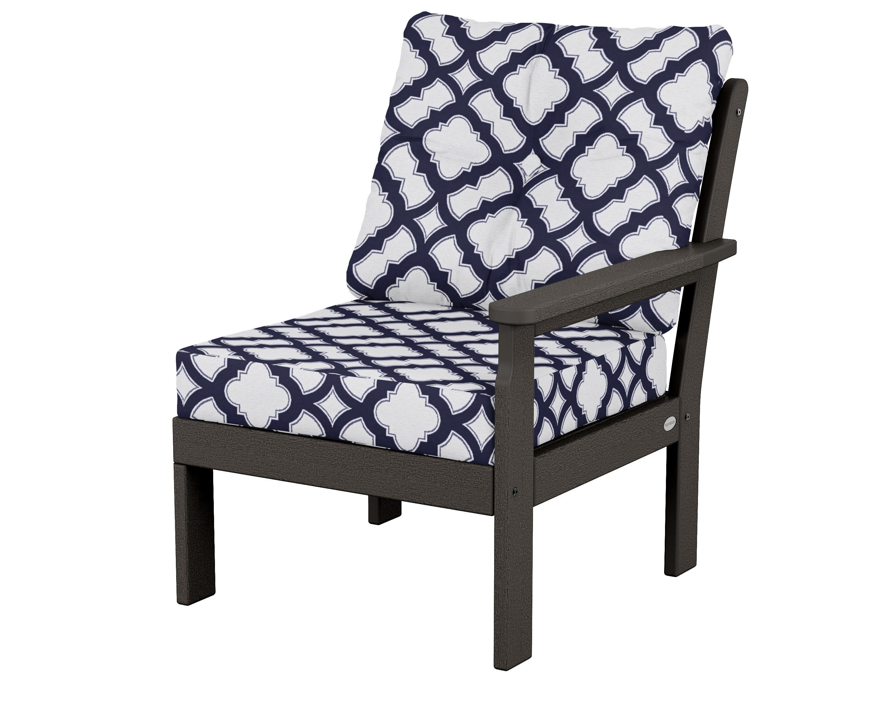 Vineyard Modular Right Arm Chair in Vintage Coffee / Trellis Navy