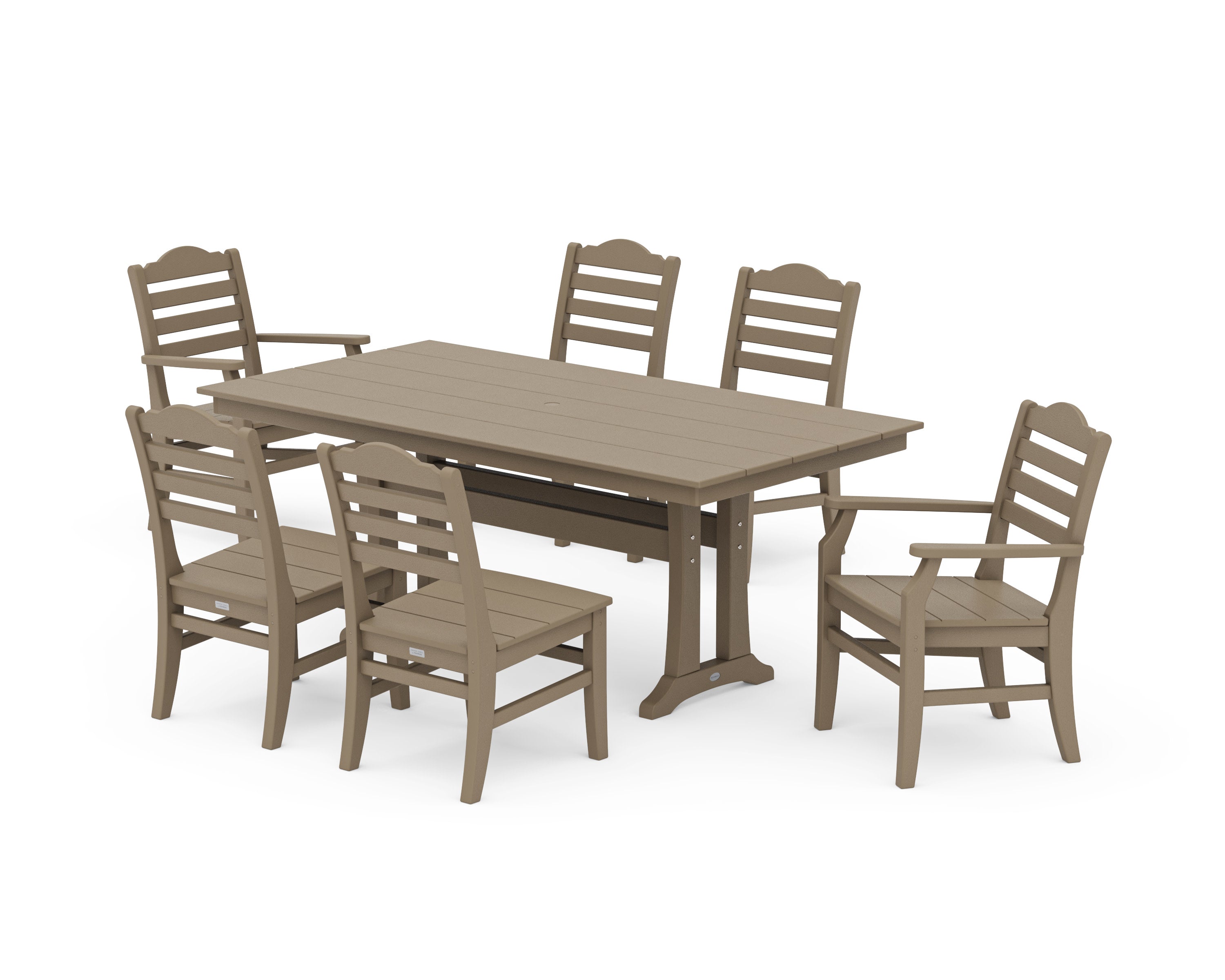 Savannah 7-Piece Farmhouse Dining Set with Trestle Legs in Vintage Sahara
