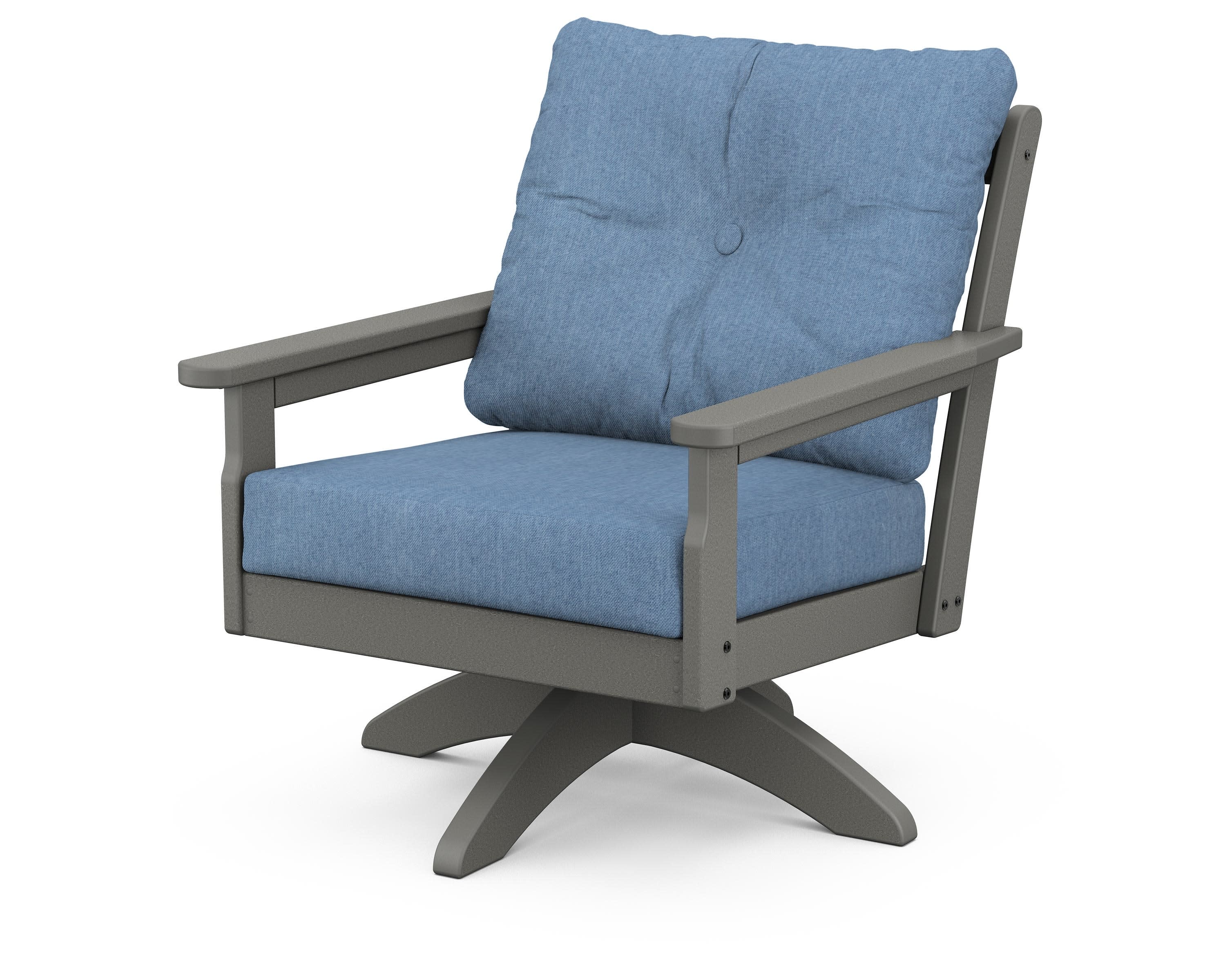Vineyard Deep Seating Swivel Chair in Slate Grey / Sky Blue