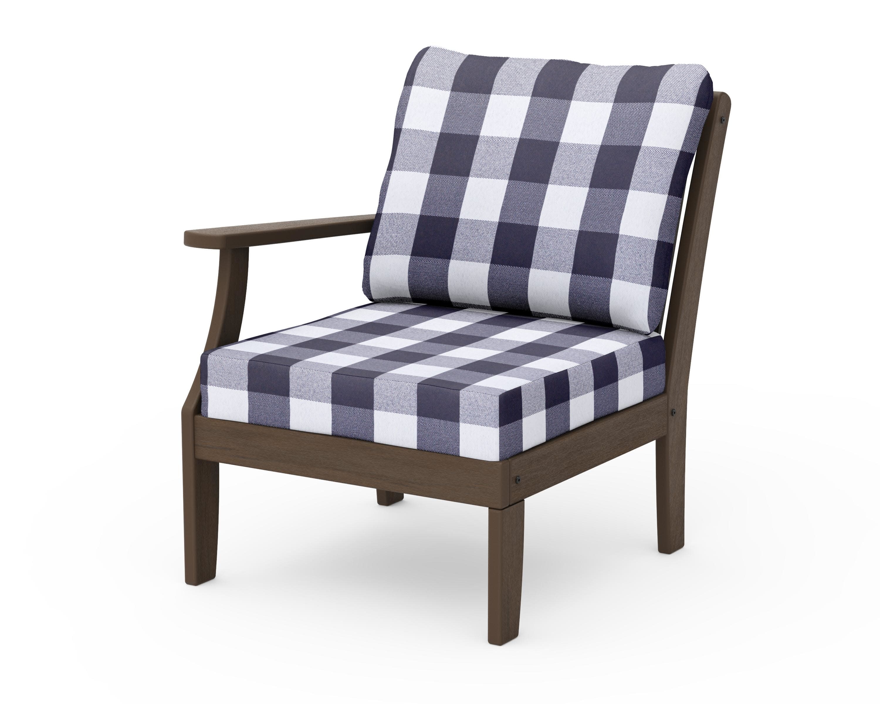 Braxton Modular Left Arm Chair in Kona / Buffalo Plaid Navy