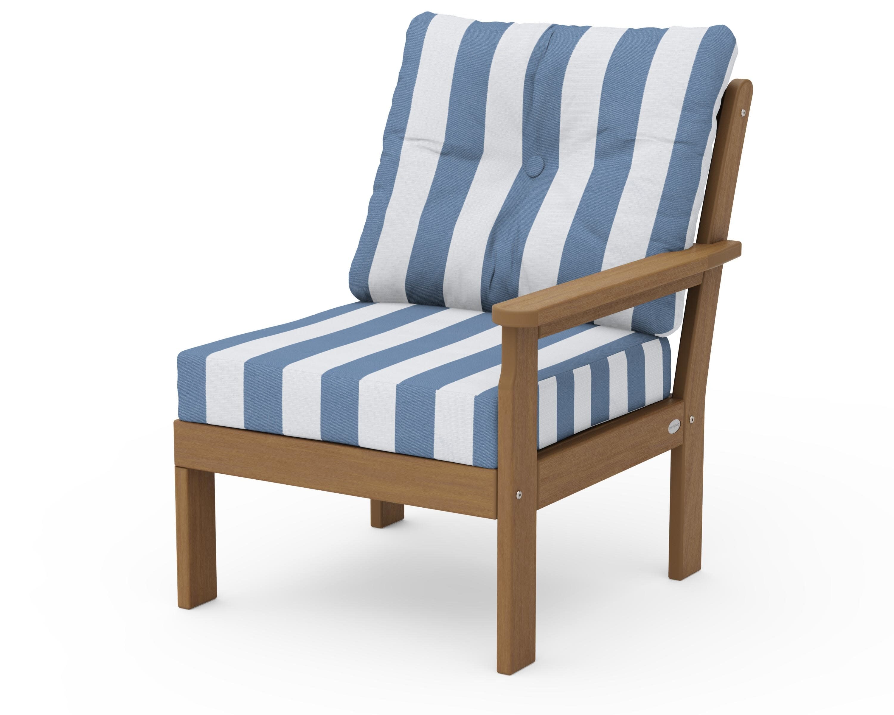 Vineyard Modular Right Arm Chair in Natural / Cabana Stripe Sky Blue