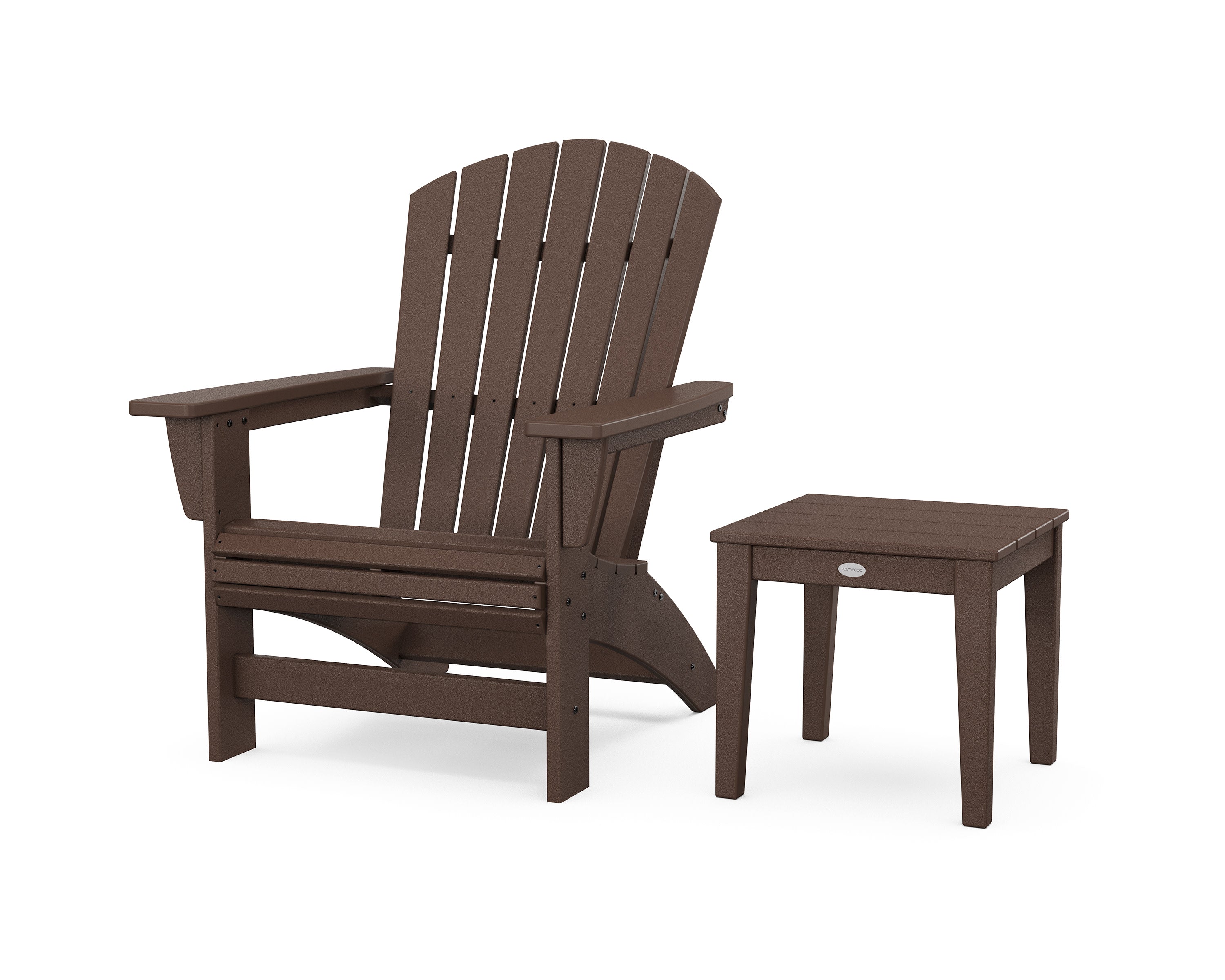 Nautical Grand Adirondack Chair with Side Table in Mahogany