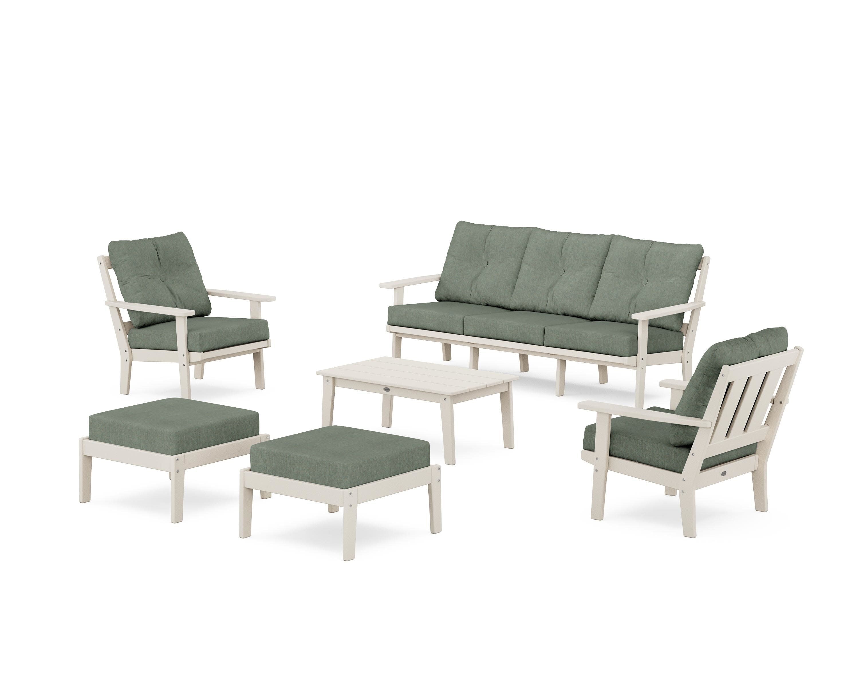 Oxford 6-Piece Lounge Sofa Set in Sand / Cast Sage