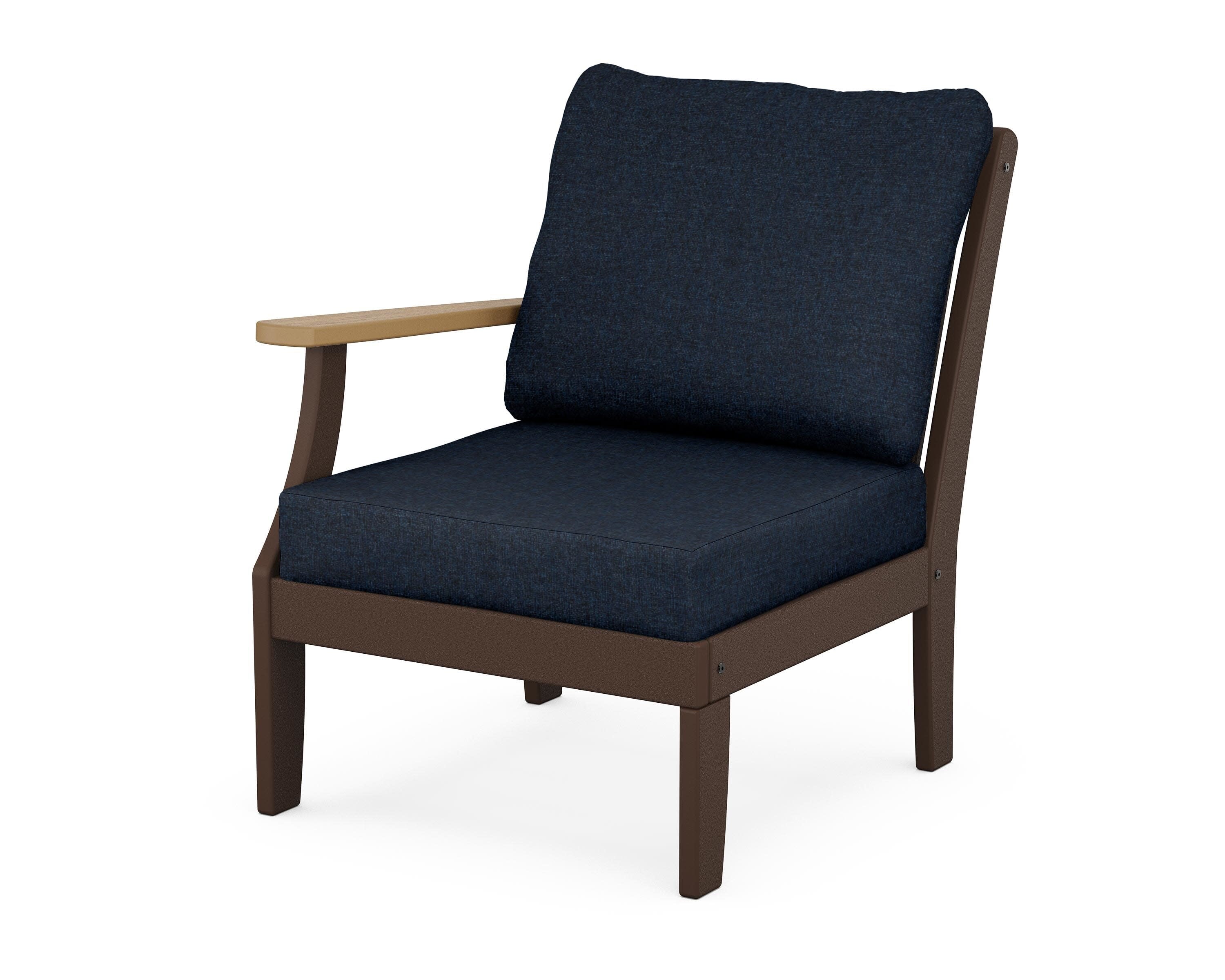 Braxton Modular Left Arm Chair in Mahogany / Natural / Marine Indigo