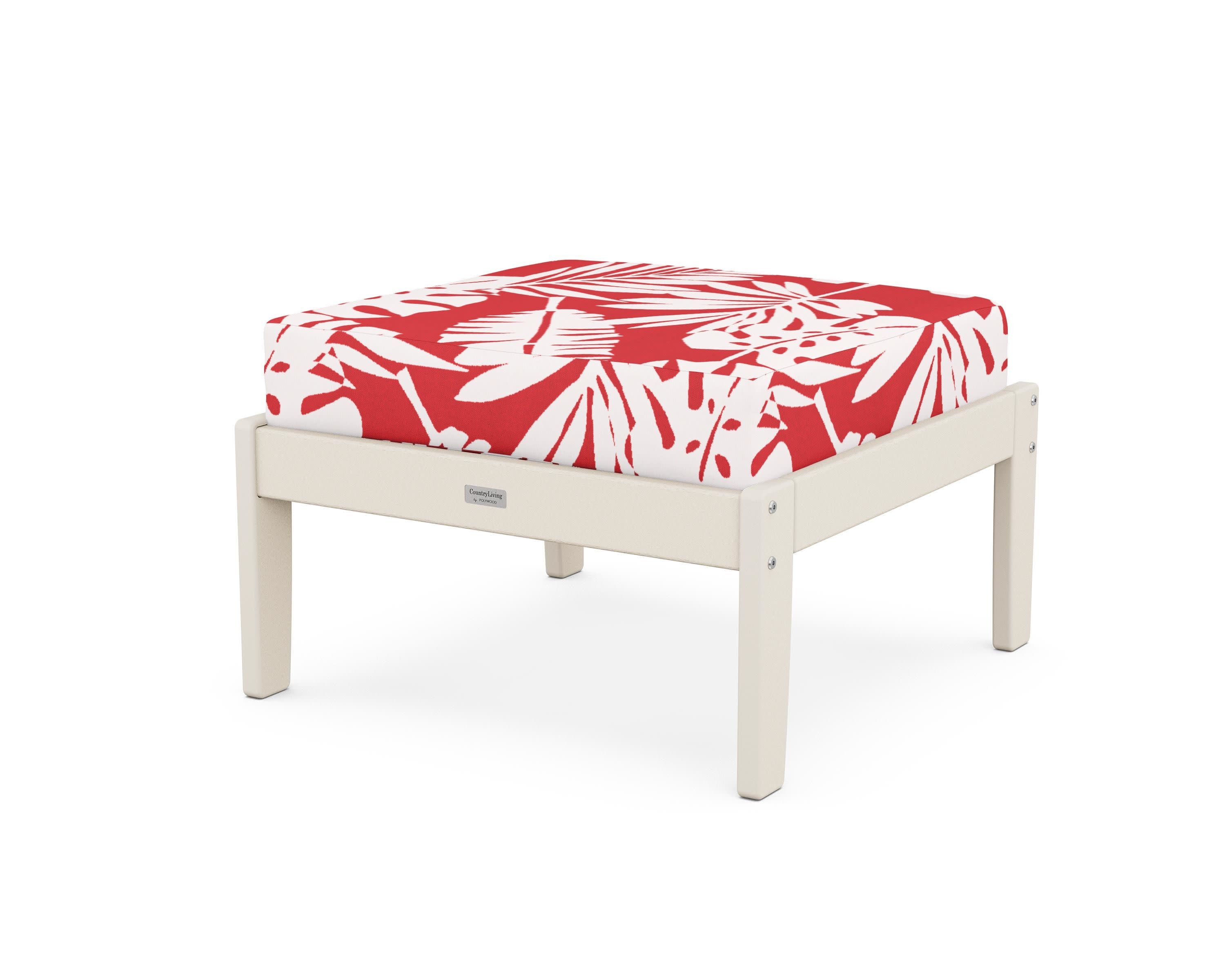 Cottage Deep Seating Ottoman in Sand / Leaf Crimson