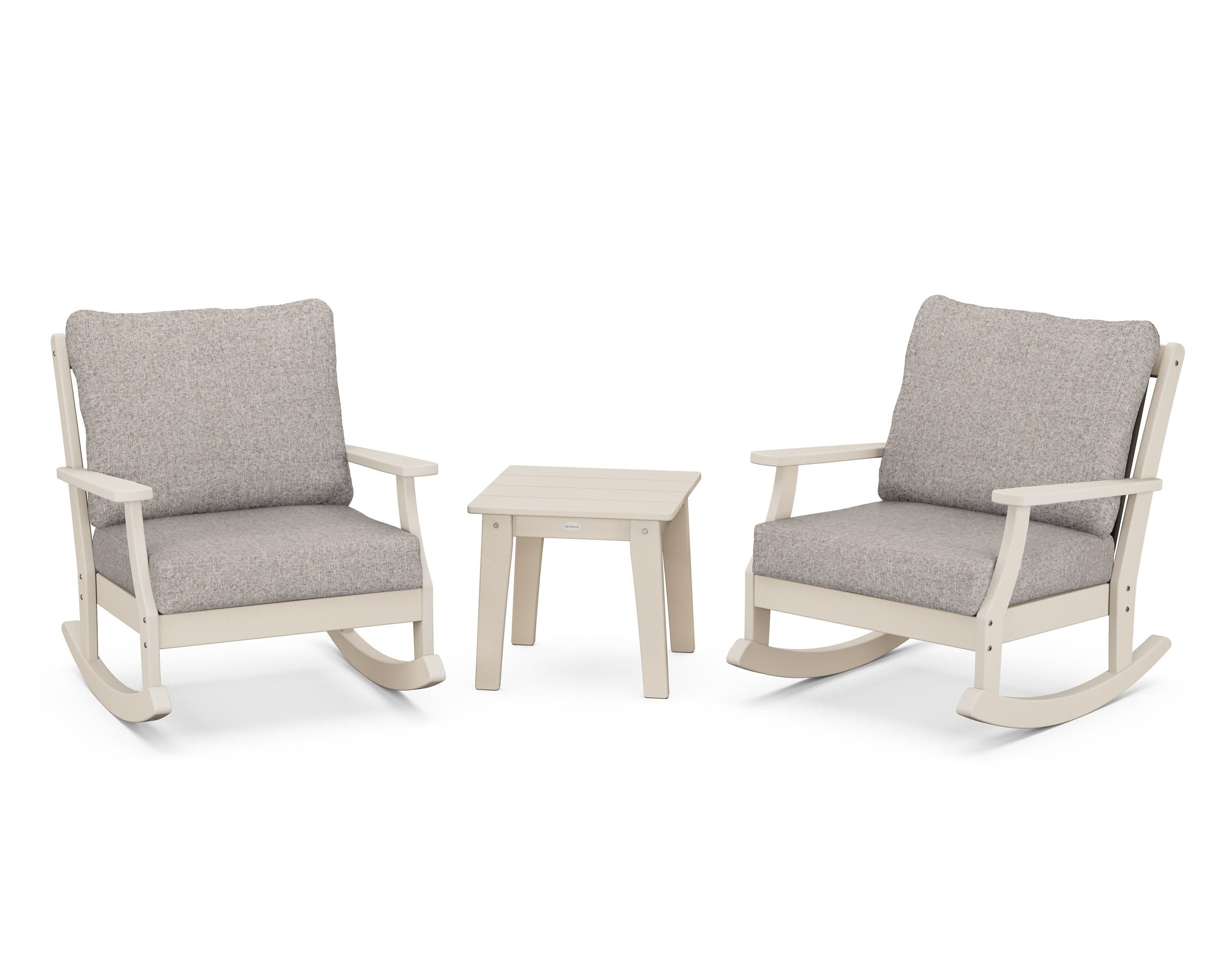 Braxton 3-Piece Deep Seating Rocker Set in Sand / Weathered Tweed