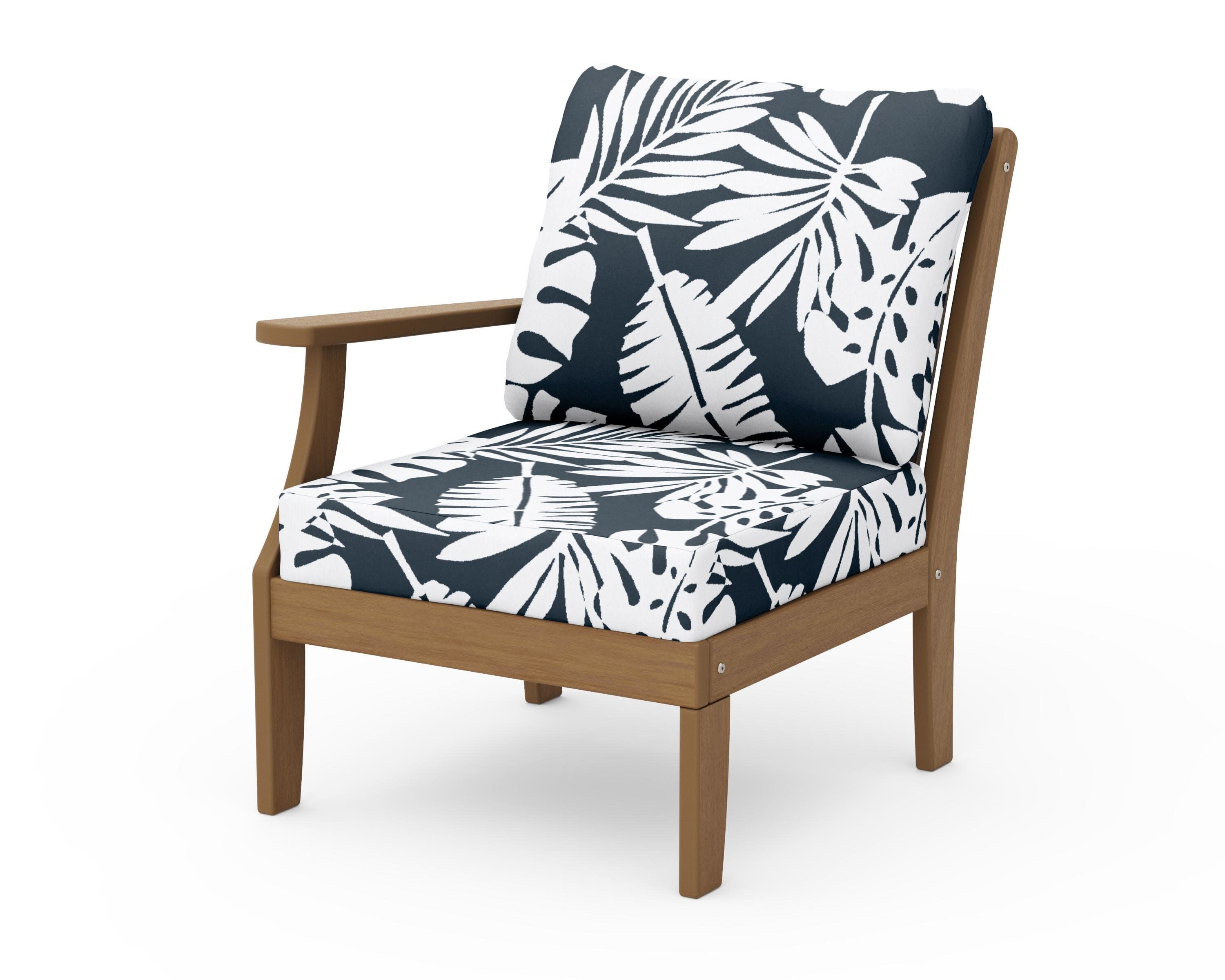 Braxton Modular Left Arm Chair in Natural / Leaf Marine Indigo