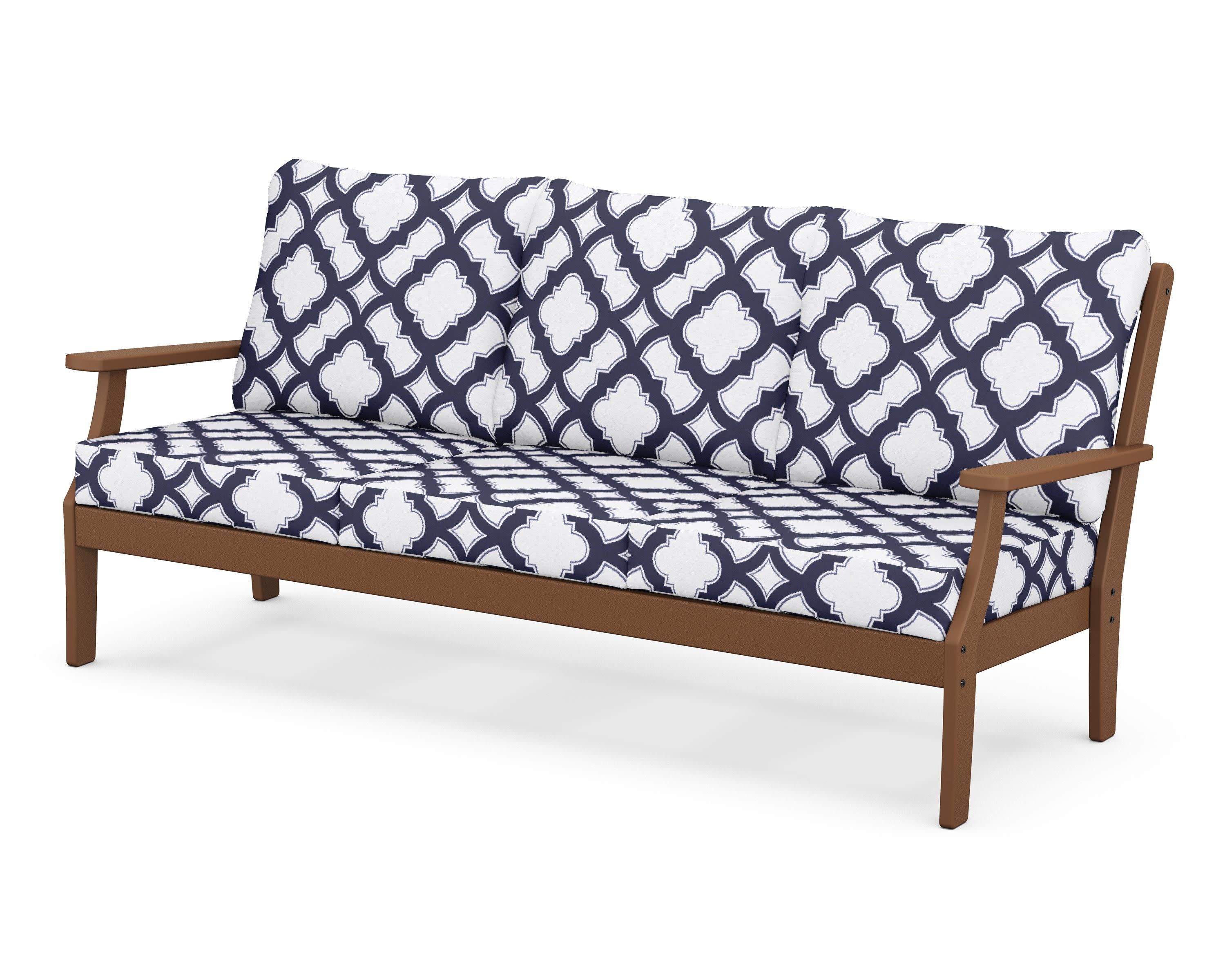 Braxton Deep Seating Sofa in Teak / Trellis Navy