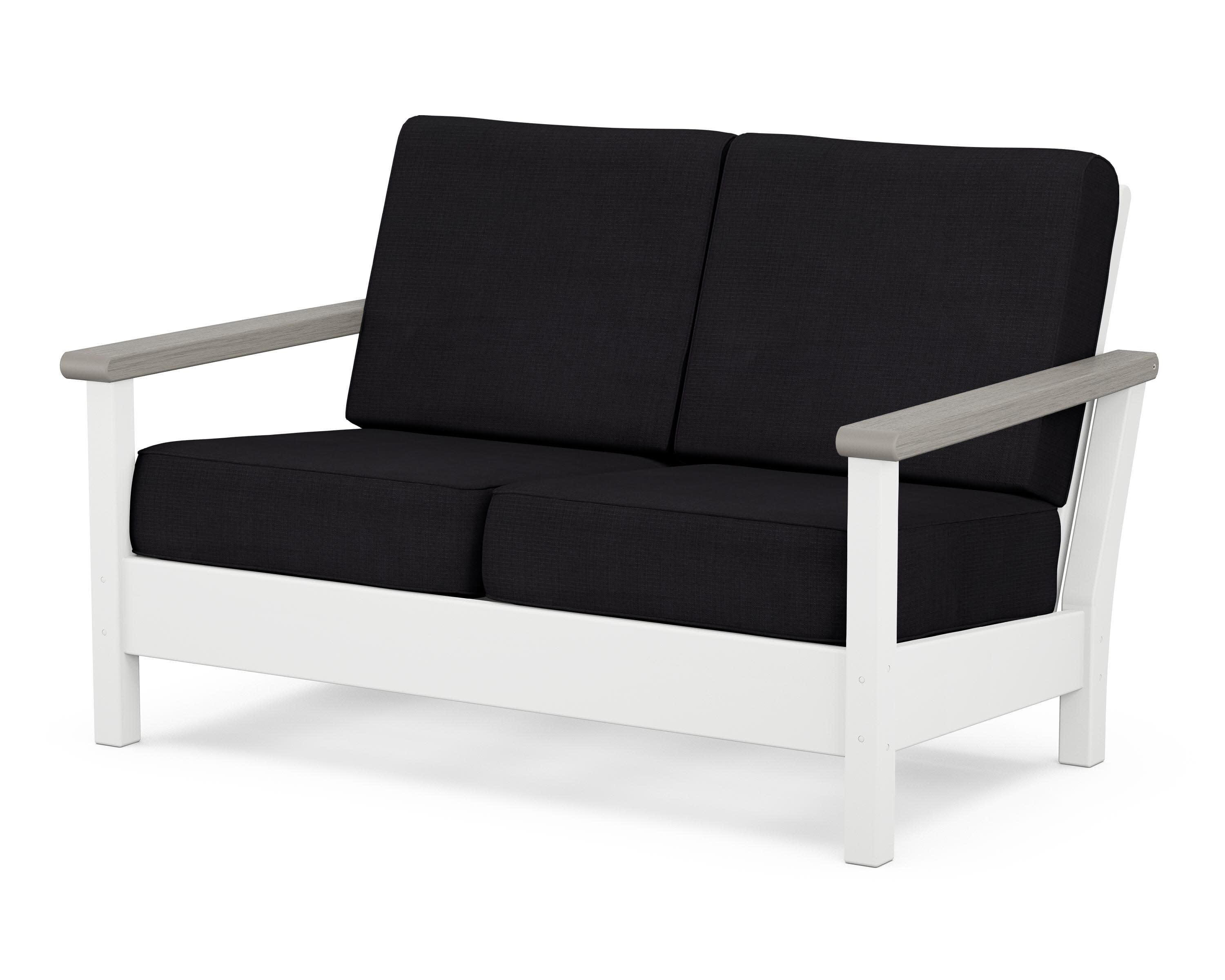 Harbour Deep Seating Loveseat in White / Driftwood / Midnight Linen