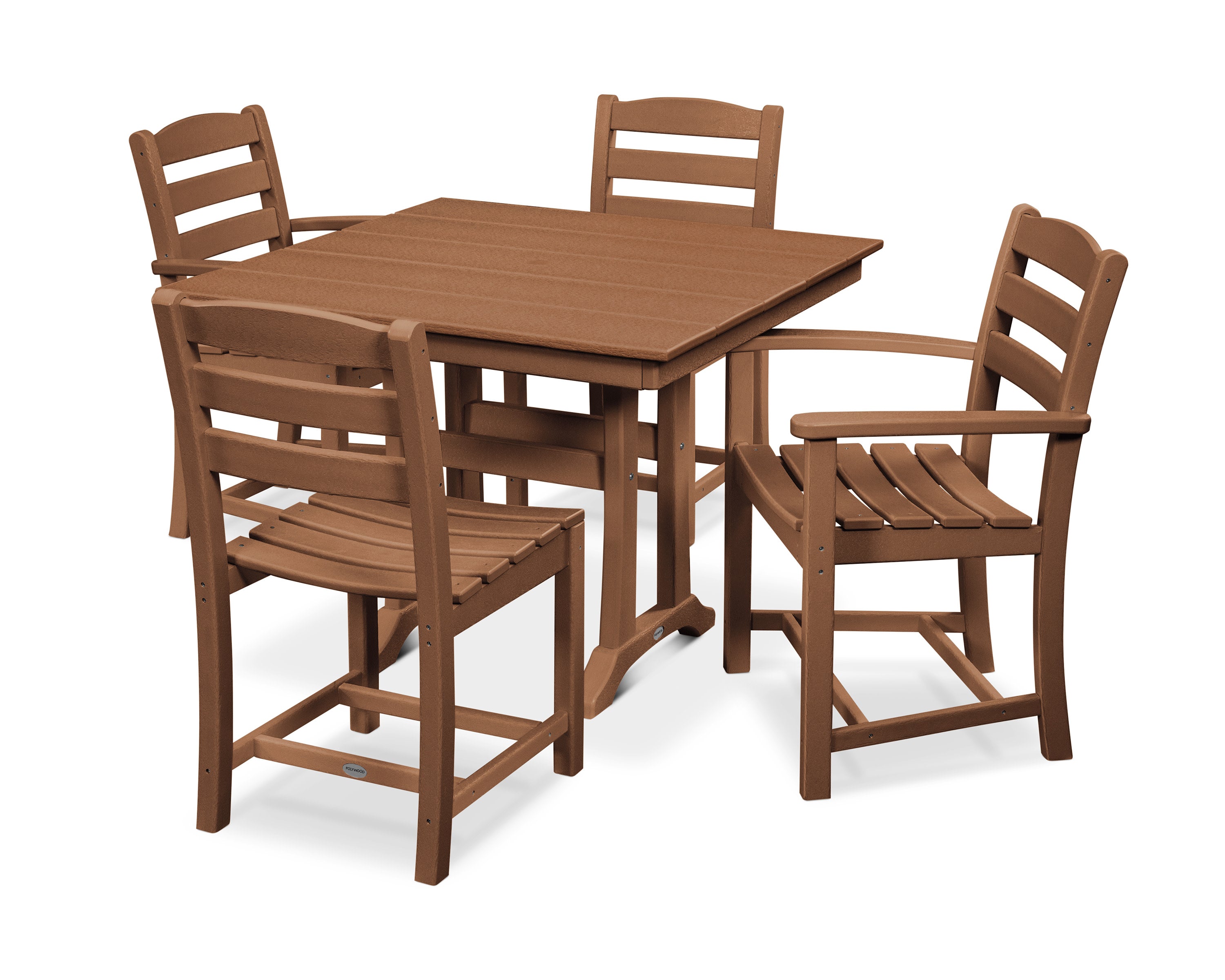 La Casa Caf 5-Piece Farmhouse Dining Set with Trestle Legs in Teak